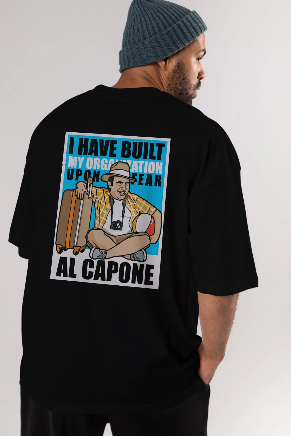 Al Capone Holiday Arka Baskılı Oversize t-shirt Erkek Kadın Unisex %100 Pamuk tişort