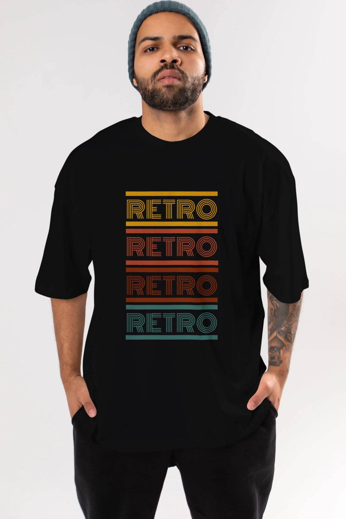 Retro Yazılı Ön Baskılı Oversize t-shirt Erkek Kadın Unisex