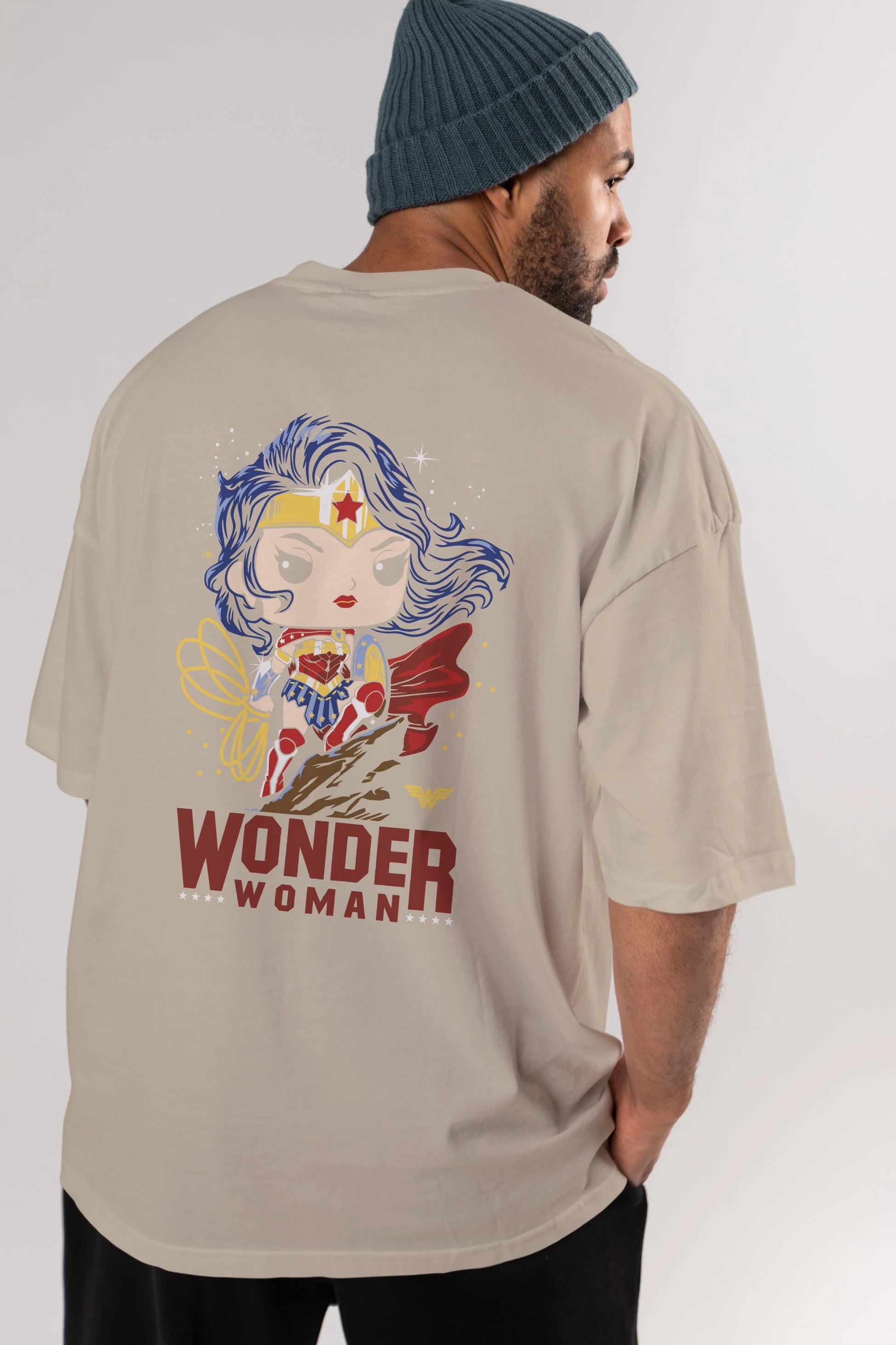 Wonder Woman (2) Arka Baskılı Oversize t-shirt Erkek Kadın Unisex %100 Pamuk Bisiklet Yaka tişort