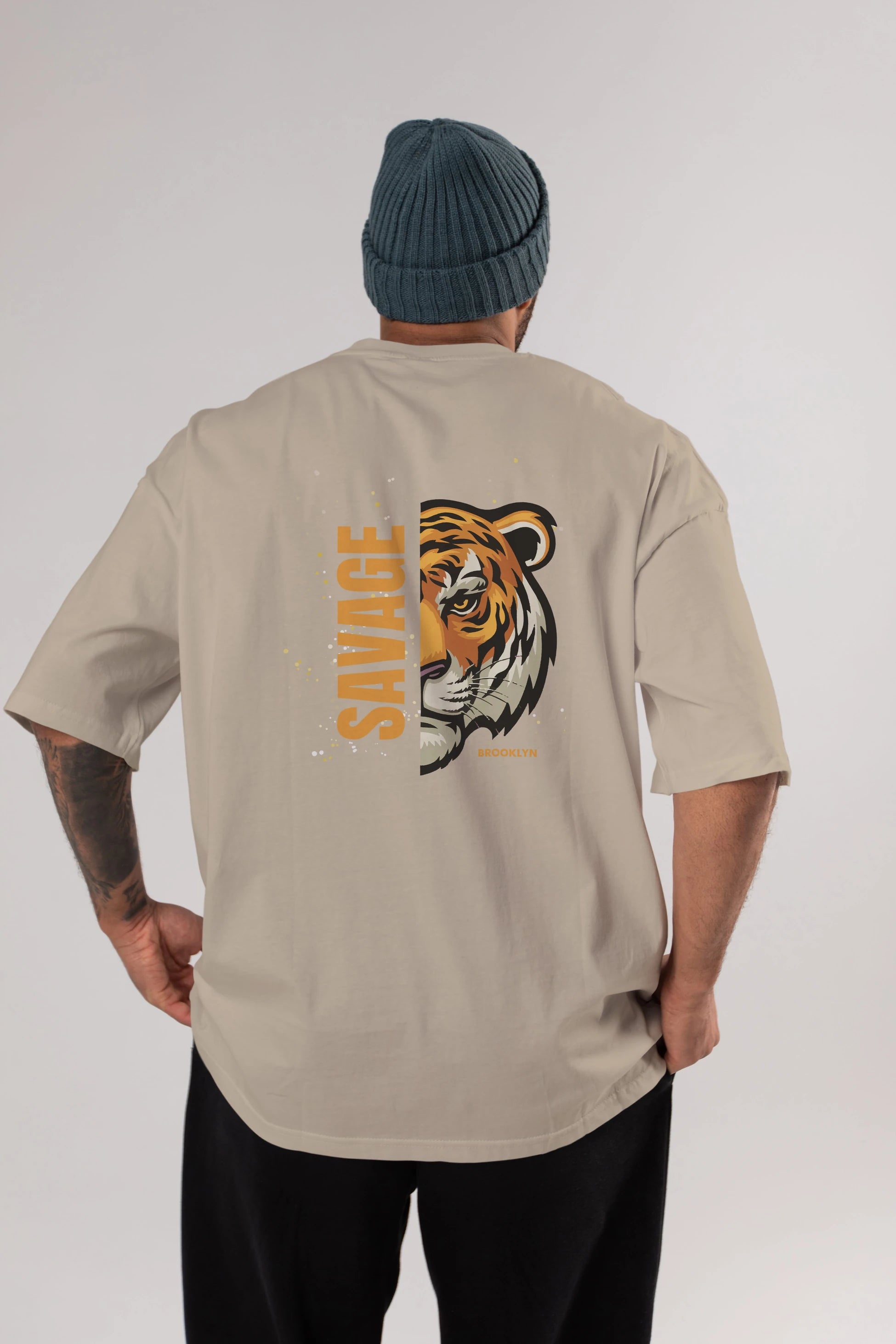 Savage Brooklyn Yazılı Arka Baskılı Oversize t-shirt Erkek Kadın Unisex