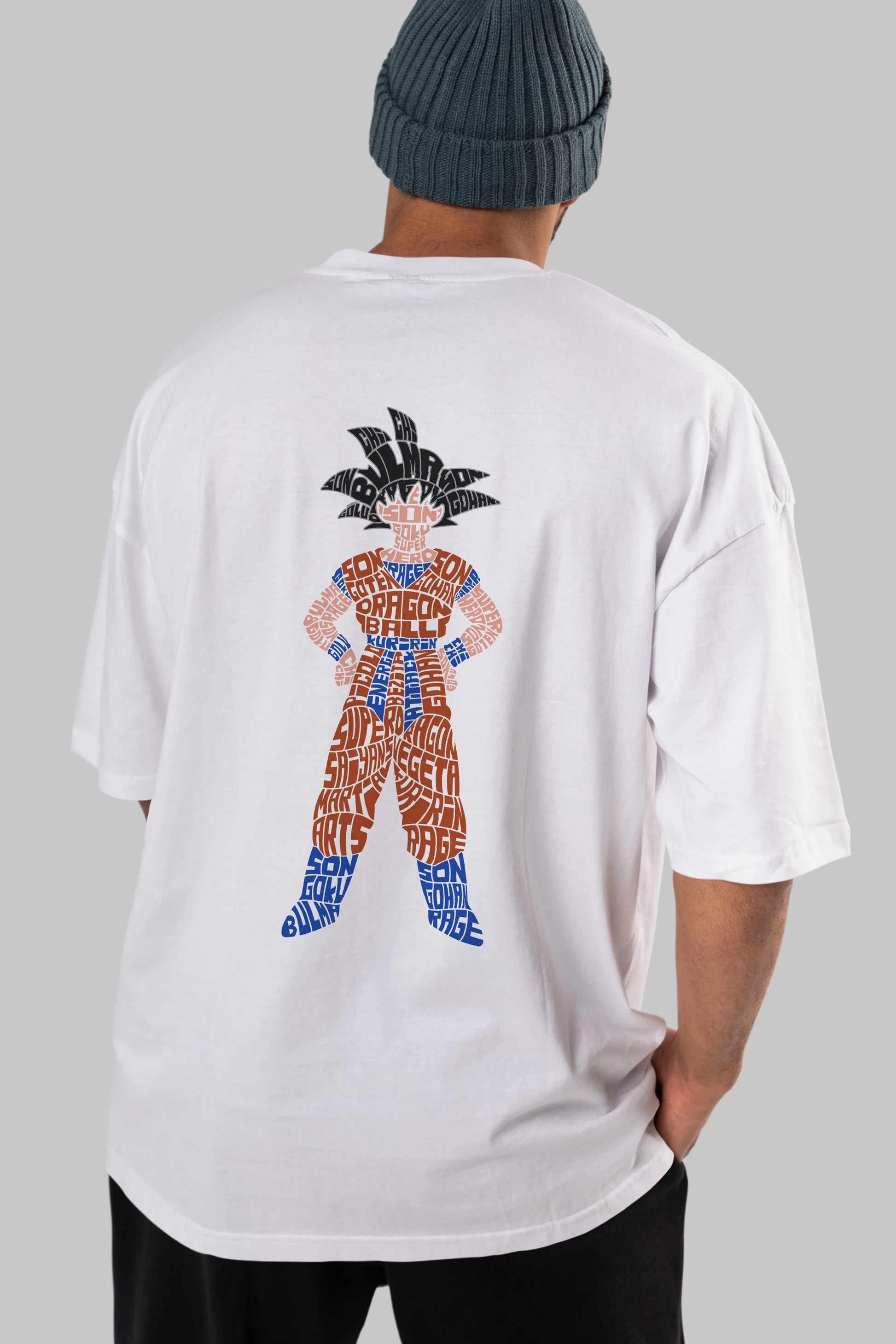 Goku Arka Baskılı Oversize t-shirt %100 pamuk Erkek Kadın Unisex