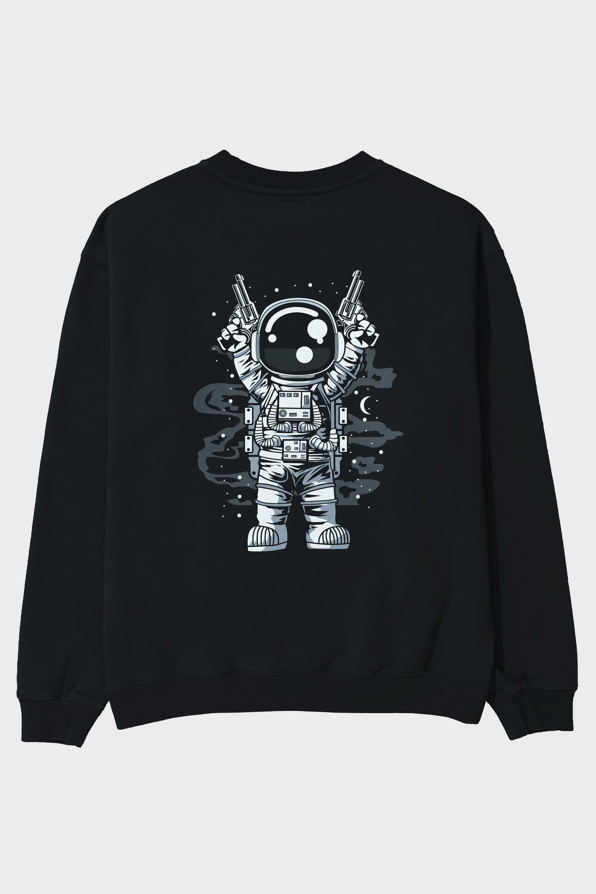 Astronaut Gun Arka Baskılı Oversize Sweatshirt Erkek Kadın Unisex