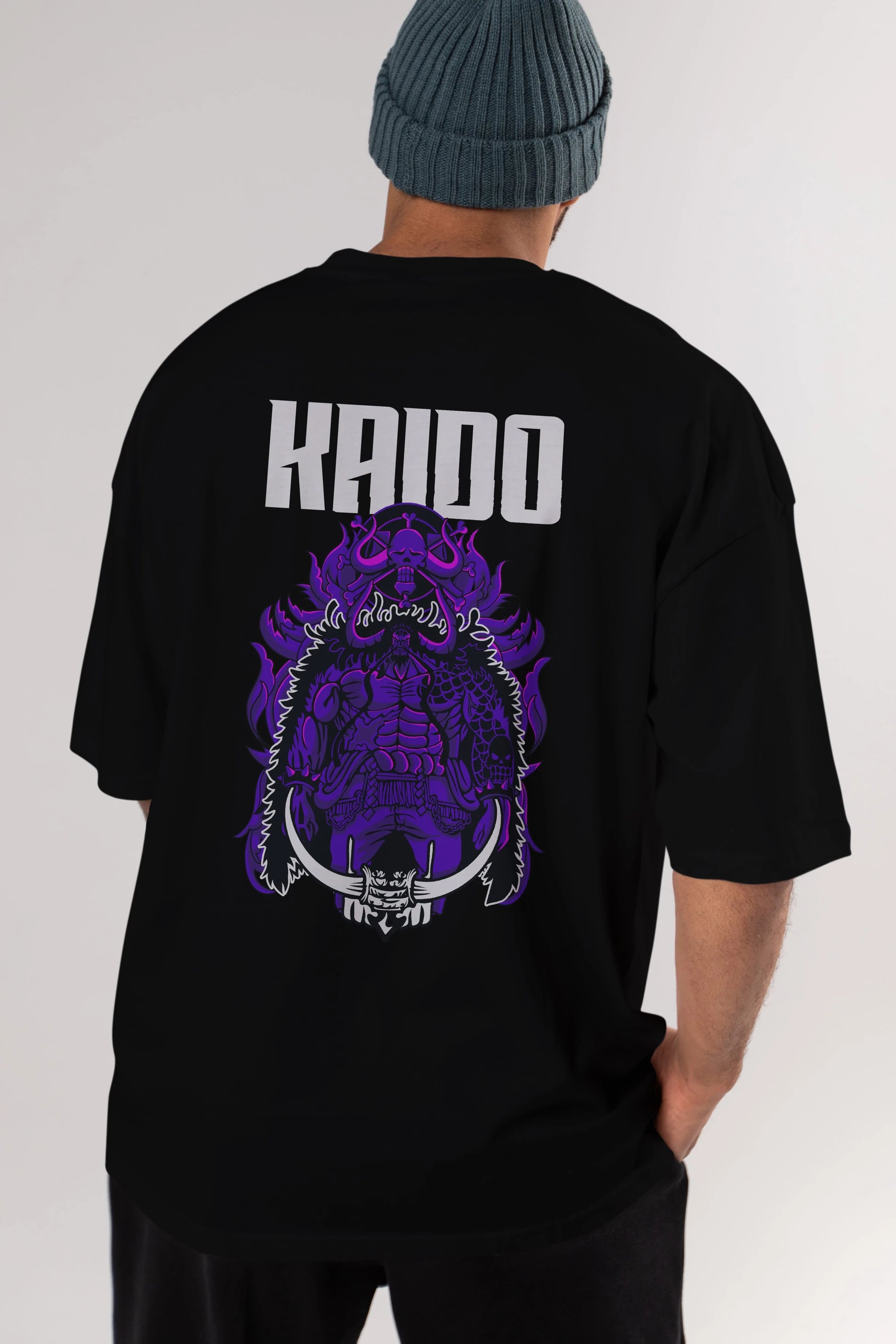 Kaido Anime Arka Baskılı Oversize t-shirt Erkek Kadın Unisex %100 pamuk tişort