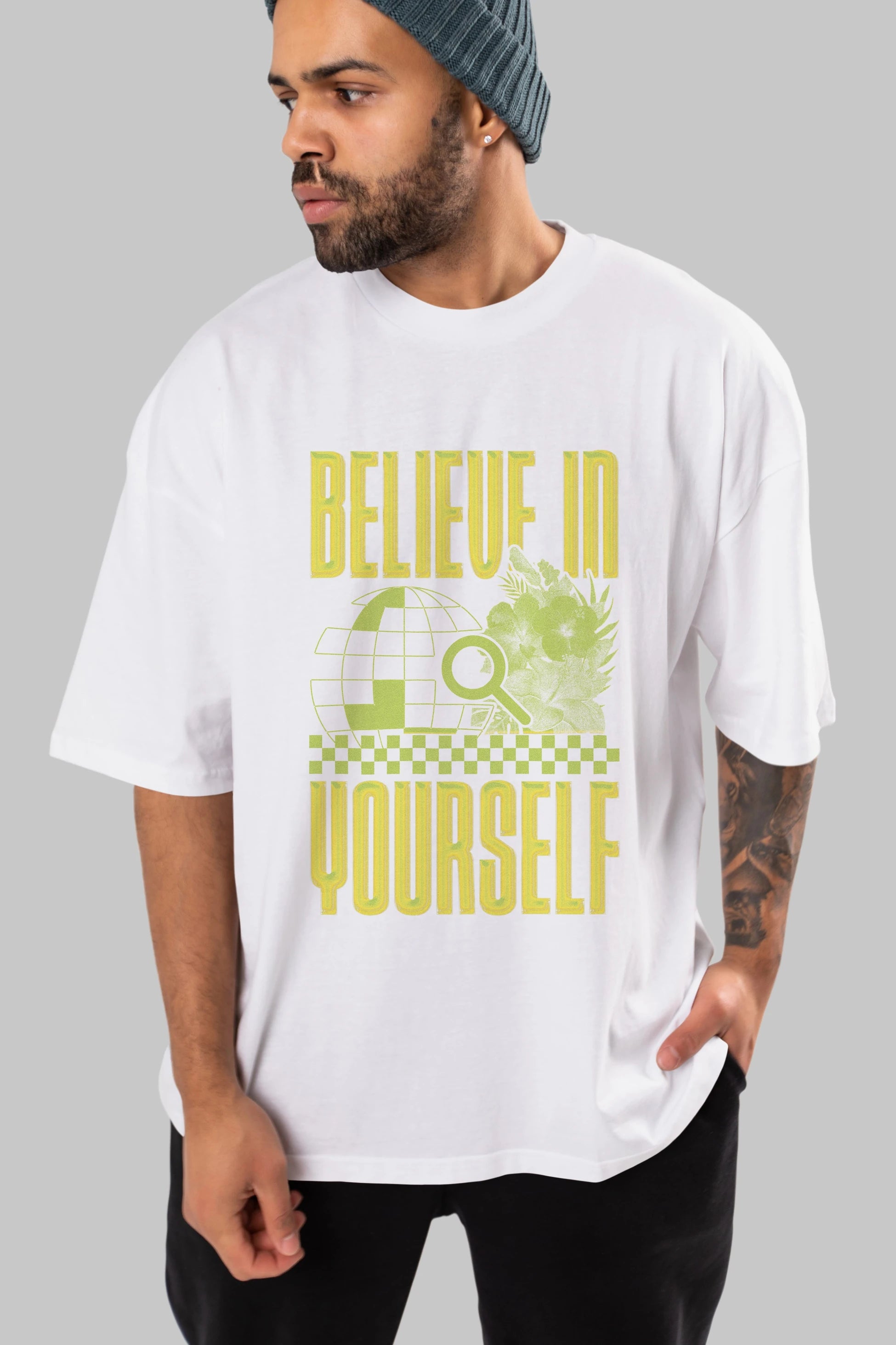 Believe in yourself Ön Baskılı Oversize t-shirt Erkek Kadın Unisex
