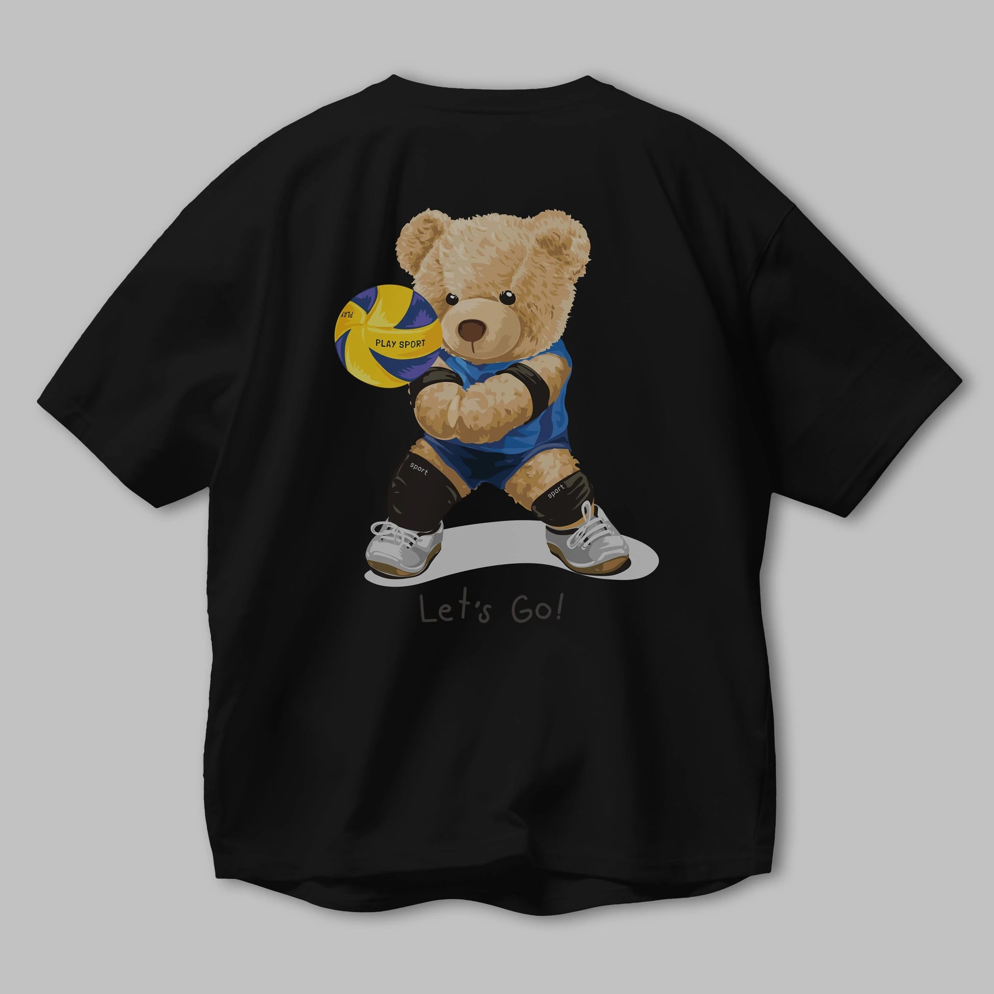 Teddy Bear Lets Go Arka Baskılı Oversize t-shirt Erkek Kadın Unisex %100 Pamuk
