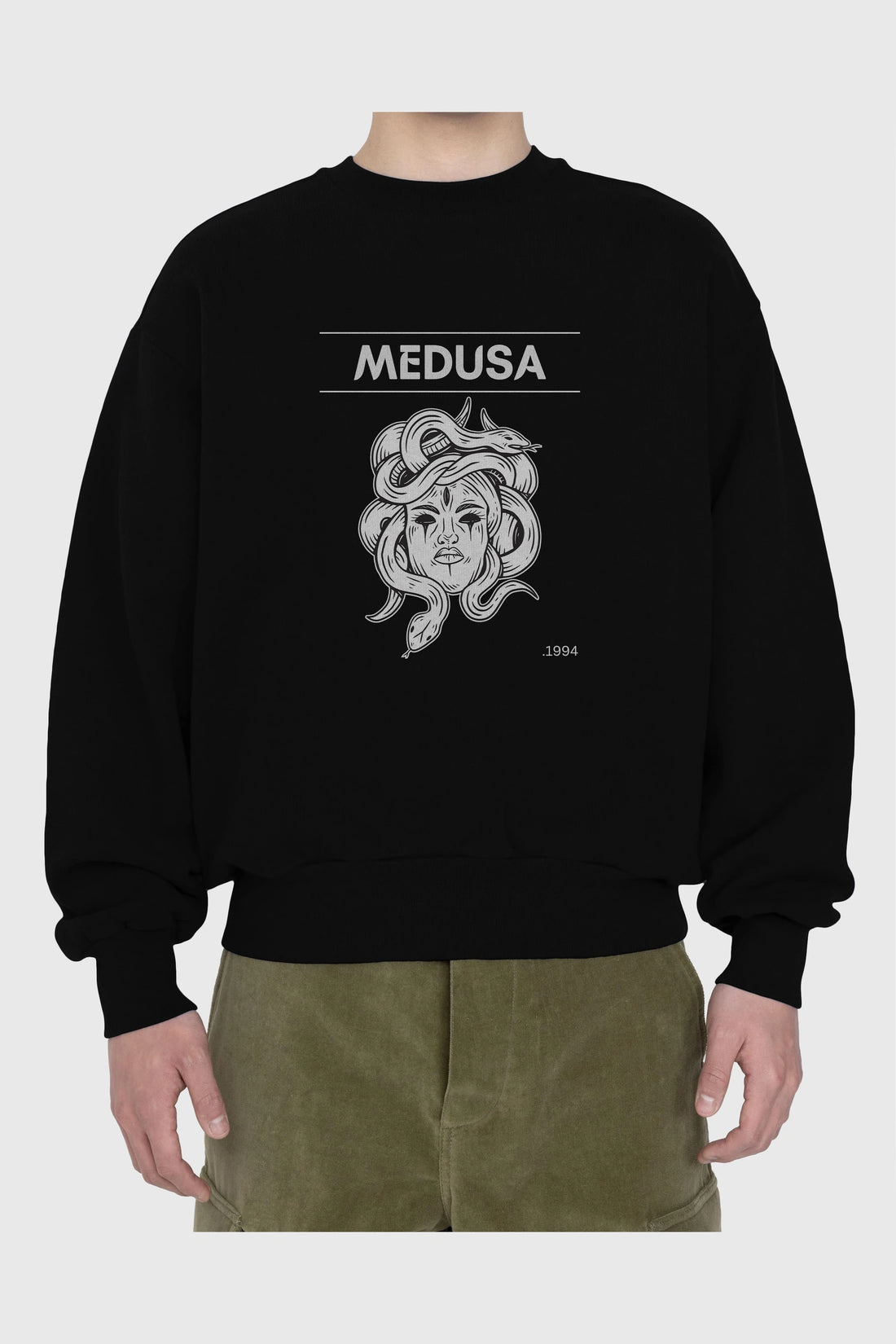 Medusa Ön Baskılı Oversize Sweatshirt Erkek Kadın Unisex