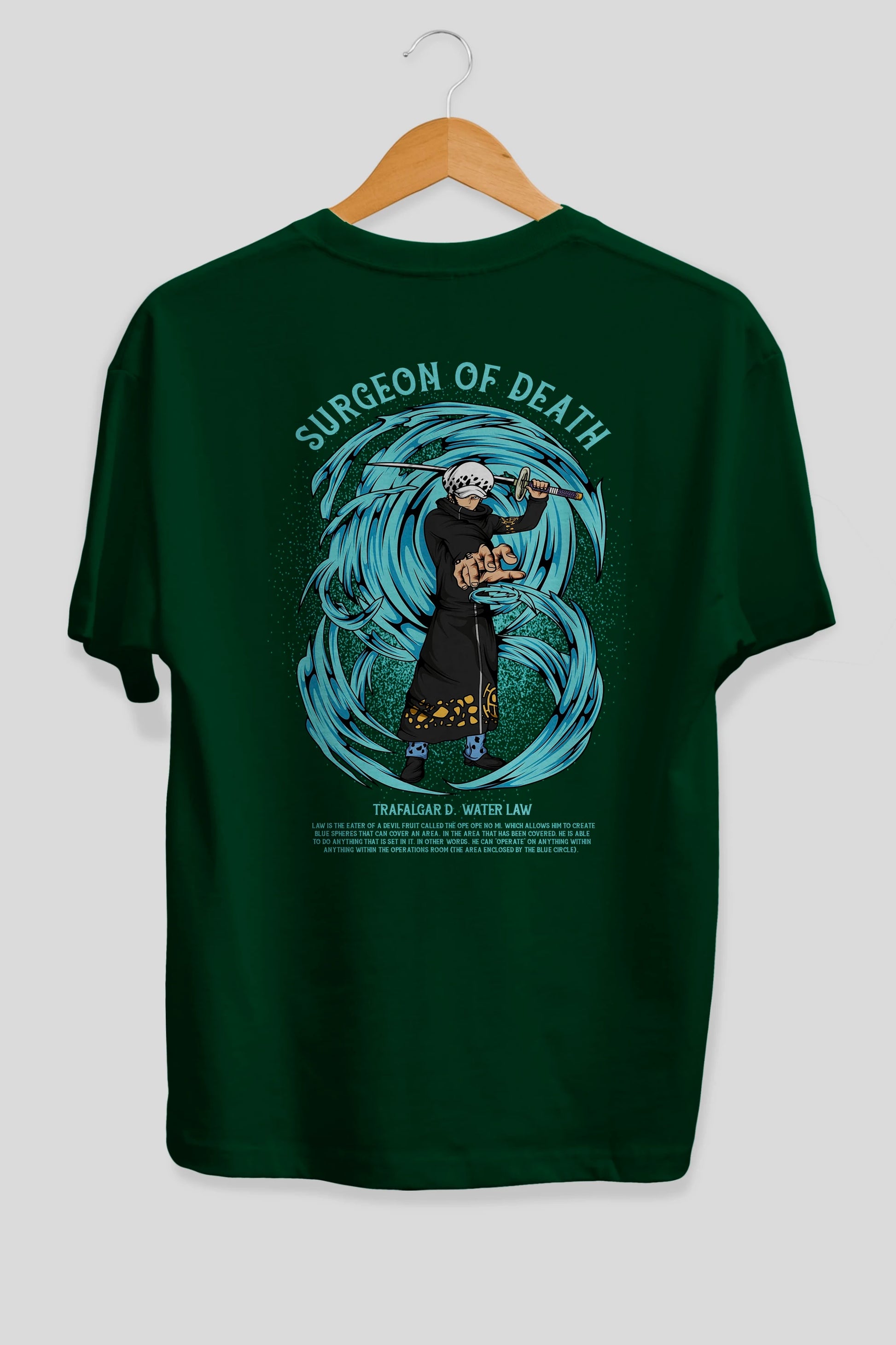 Trafalgad D. Water Law Anime Arka Baskılı Oversize t-shirt Erkek Kadın Unisex