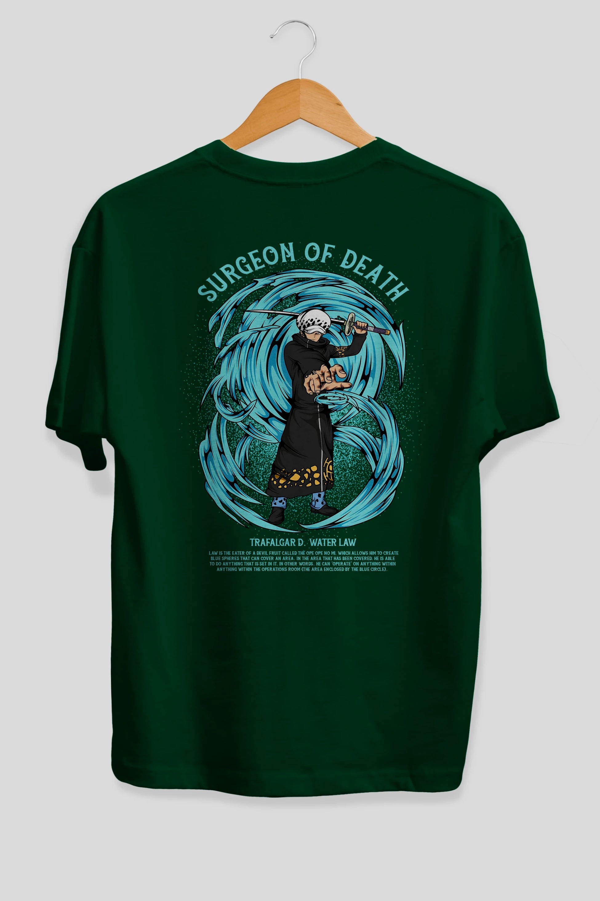 Trafalgad D. Water Law Anime Arka Baskılı Oversize t-shirt Erkek Kadın Unisex