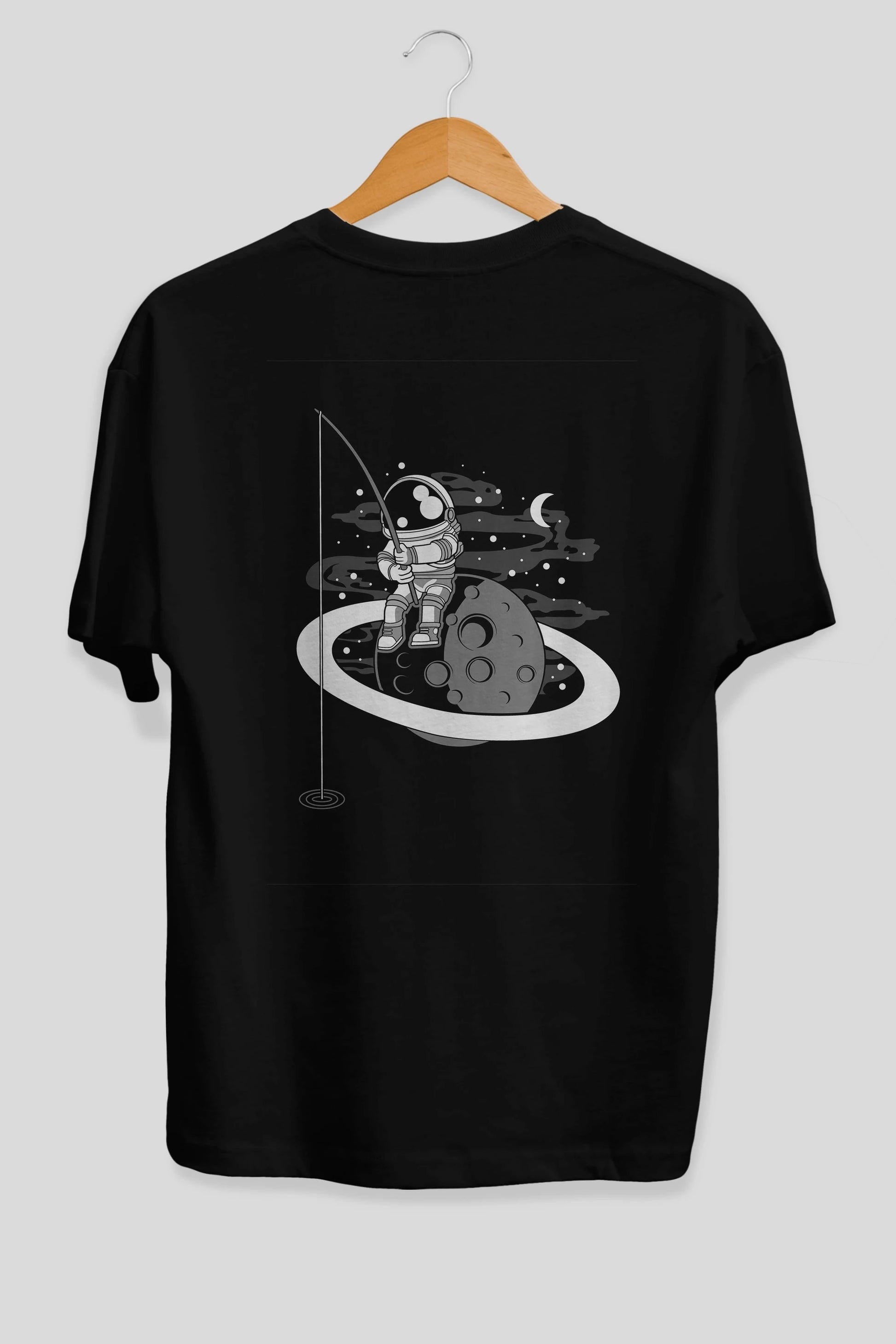 Astronaut  Fishing Arka Baskılı Oversize t-shirt Erkek Kadın Unisex