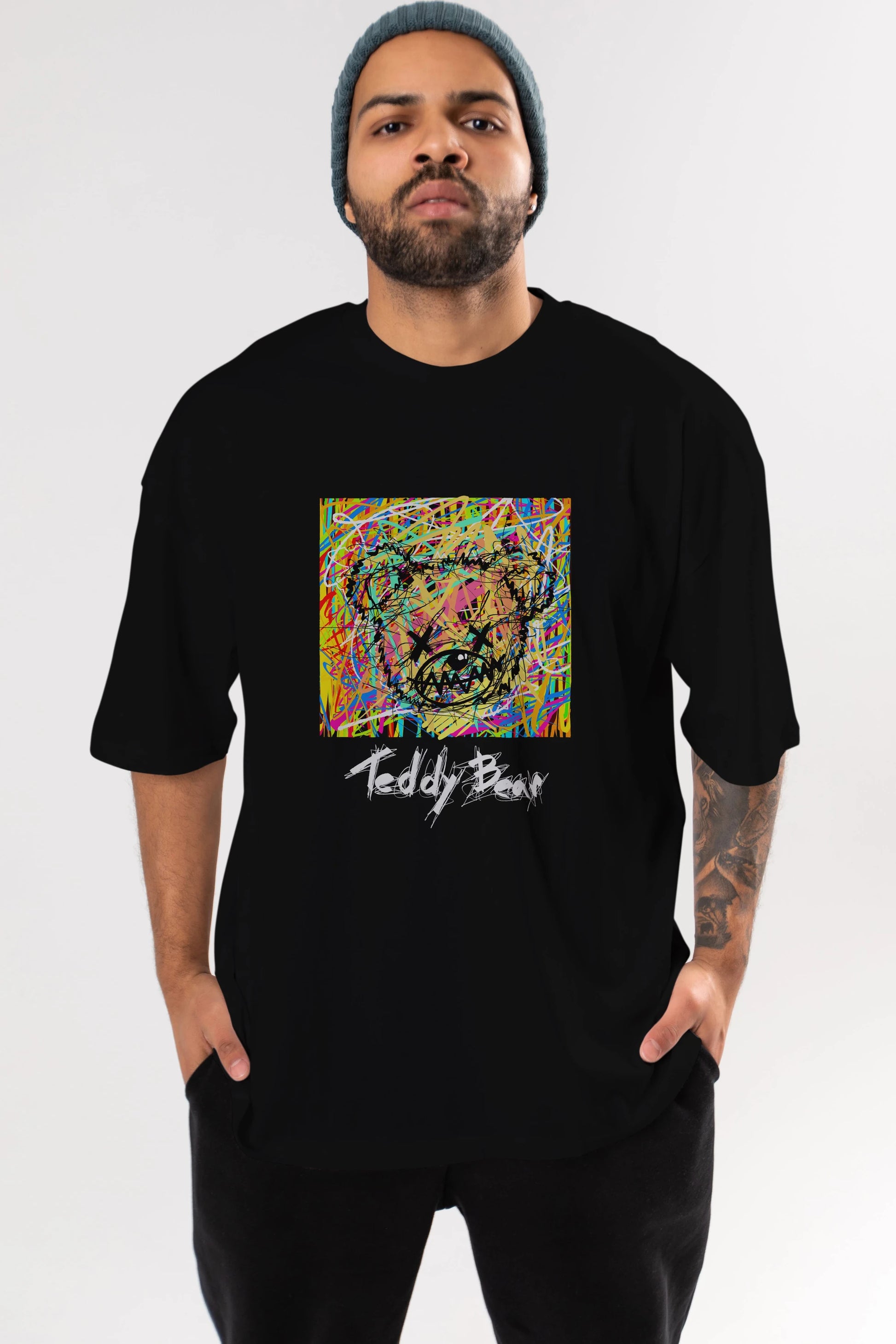 Teddy Bear 3 Ön Baskılı Oversize t-shirt Erkek Kadın Unisex