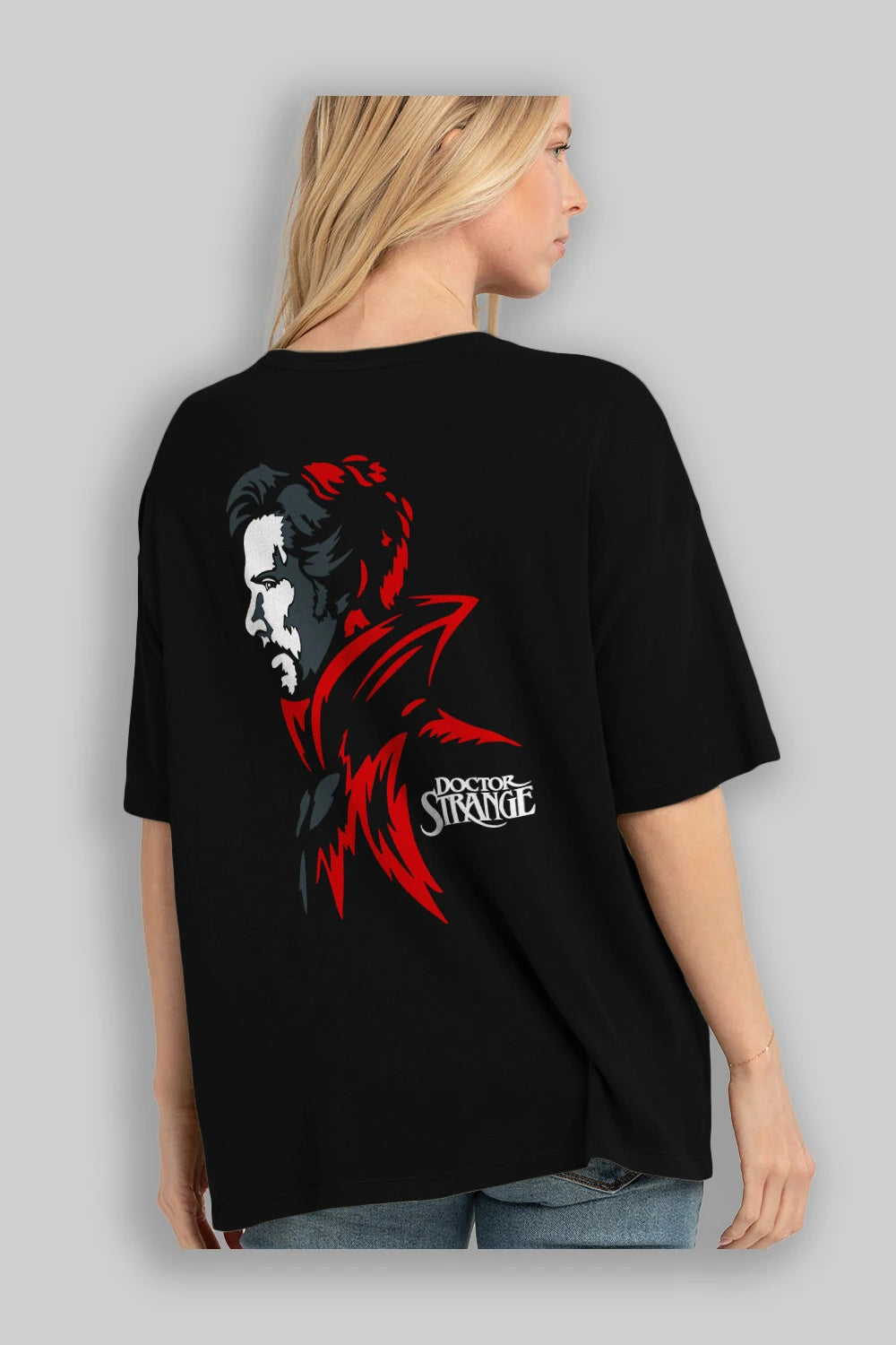 Doctor Strange (2) Arka Baskılı Oversize t-shirt Erkek Kadın Unisex %100 Pamuk Bisiklet Yaka tişort