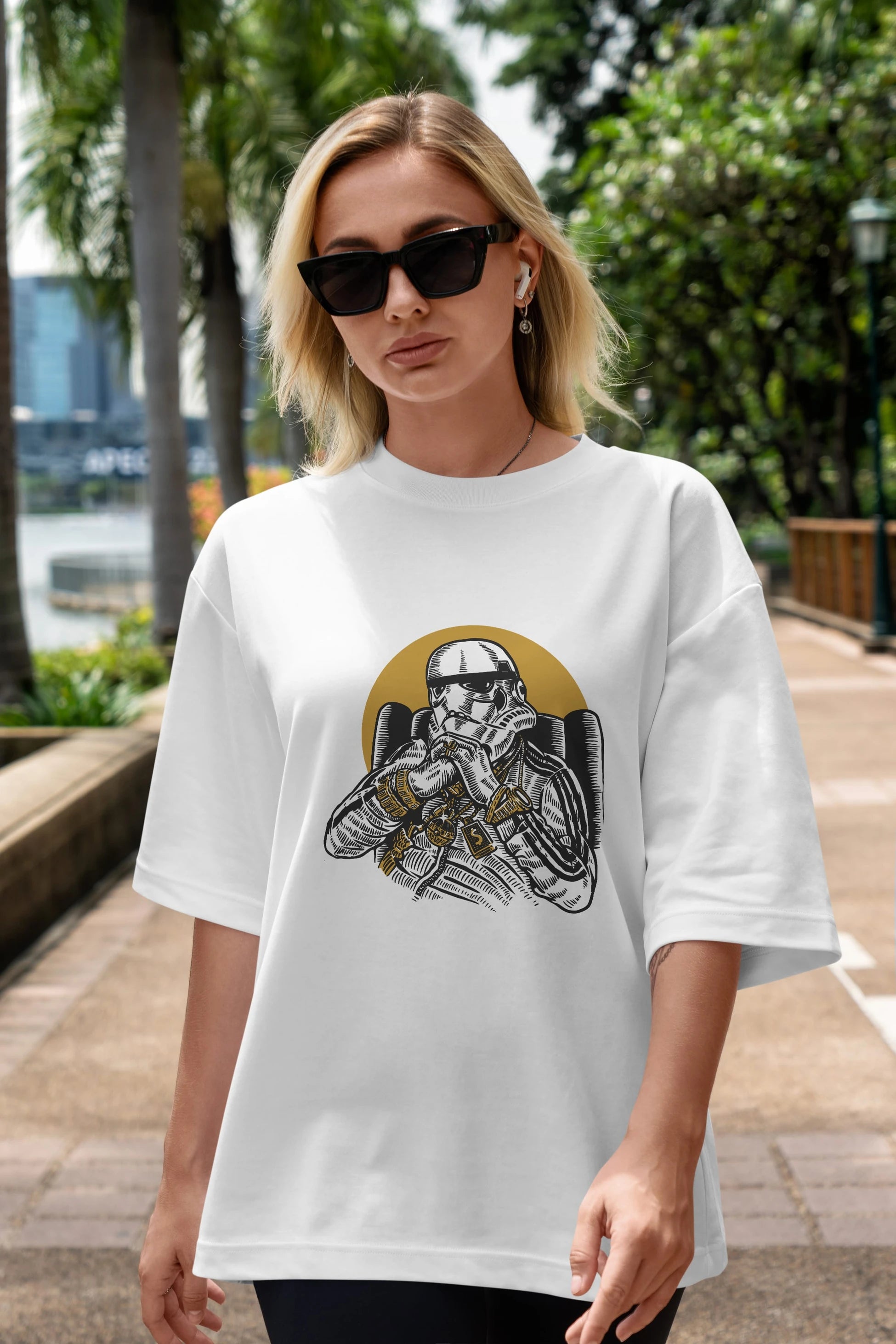 Trooper Dee Jay Ön Baskılı Oversize t-shirt Erkek Kadın Unisex %100 Pamuk tişort