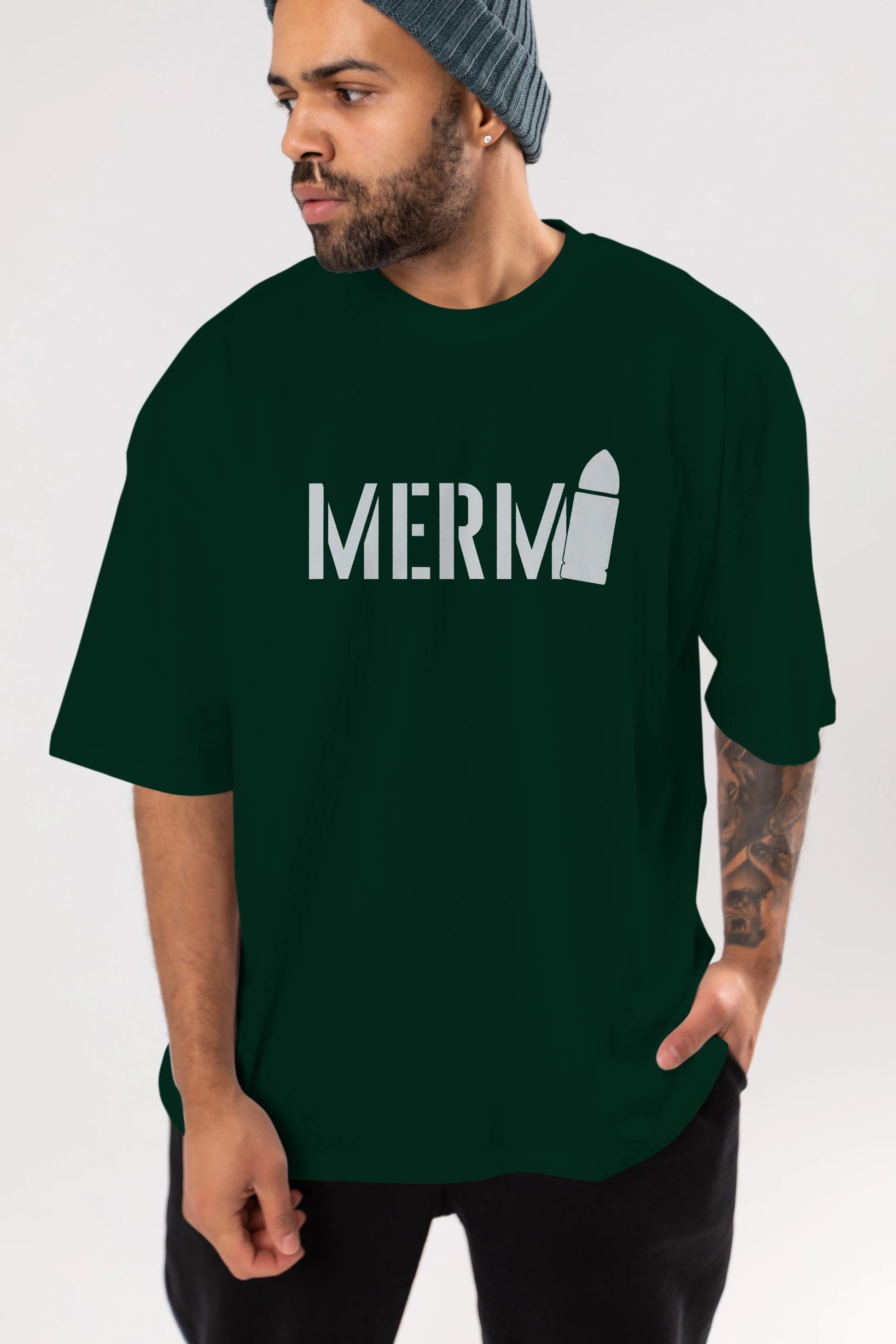 Mermi Ön Baskılı Oversize t-shirt %100 pamuk Erkek Kadın Unisex