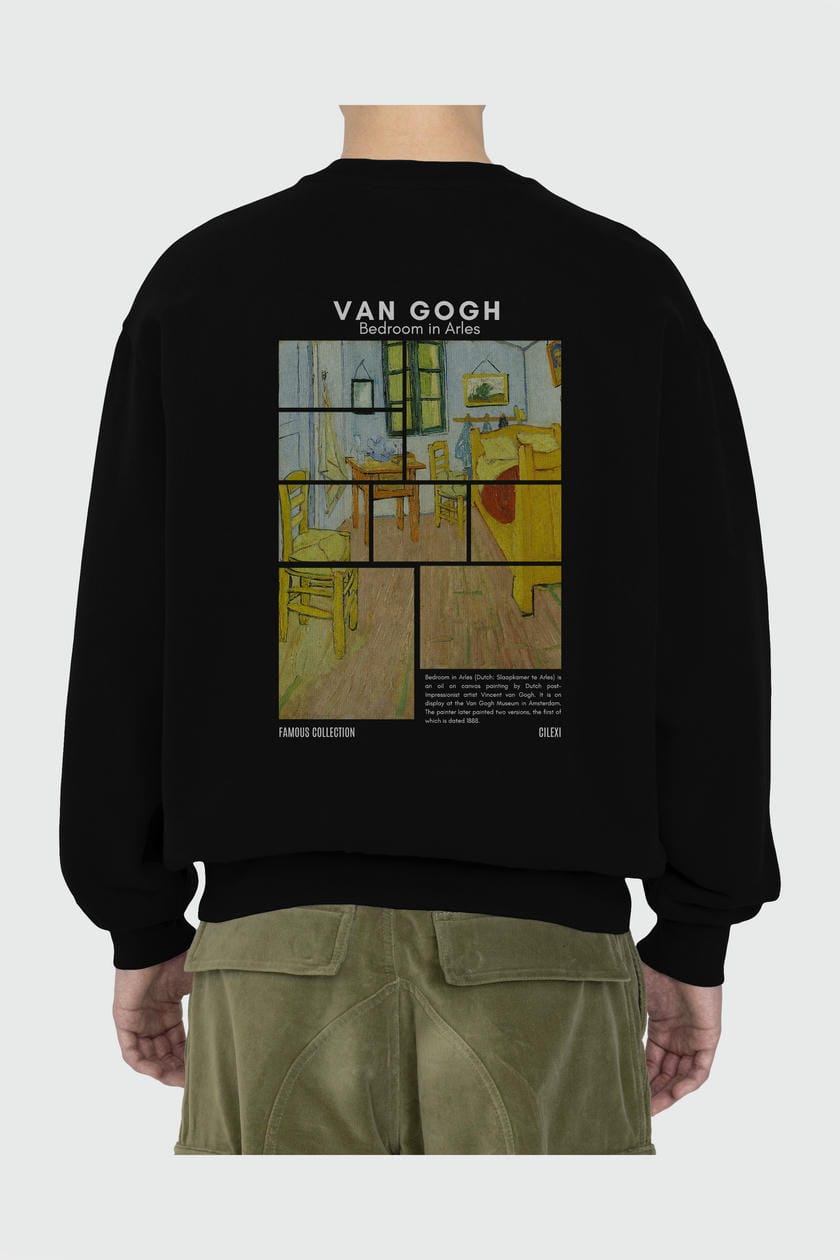Van Gogh Arka Baskılı Oversize Sweatshirt Erkek Kadın Unisex