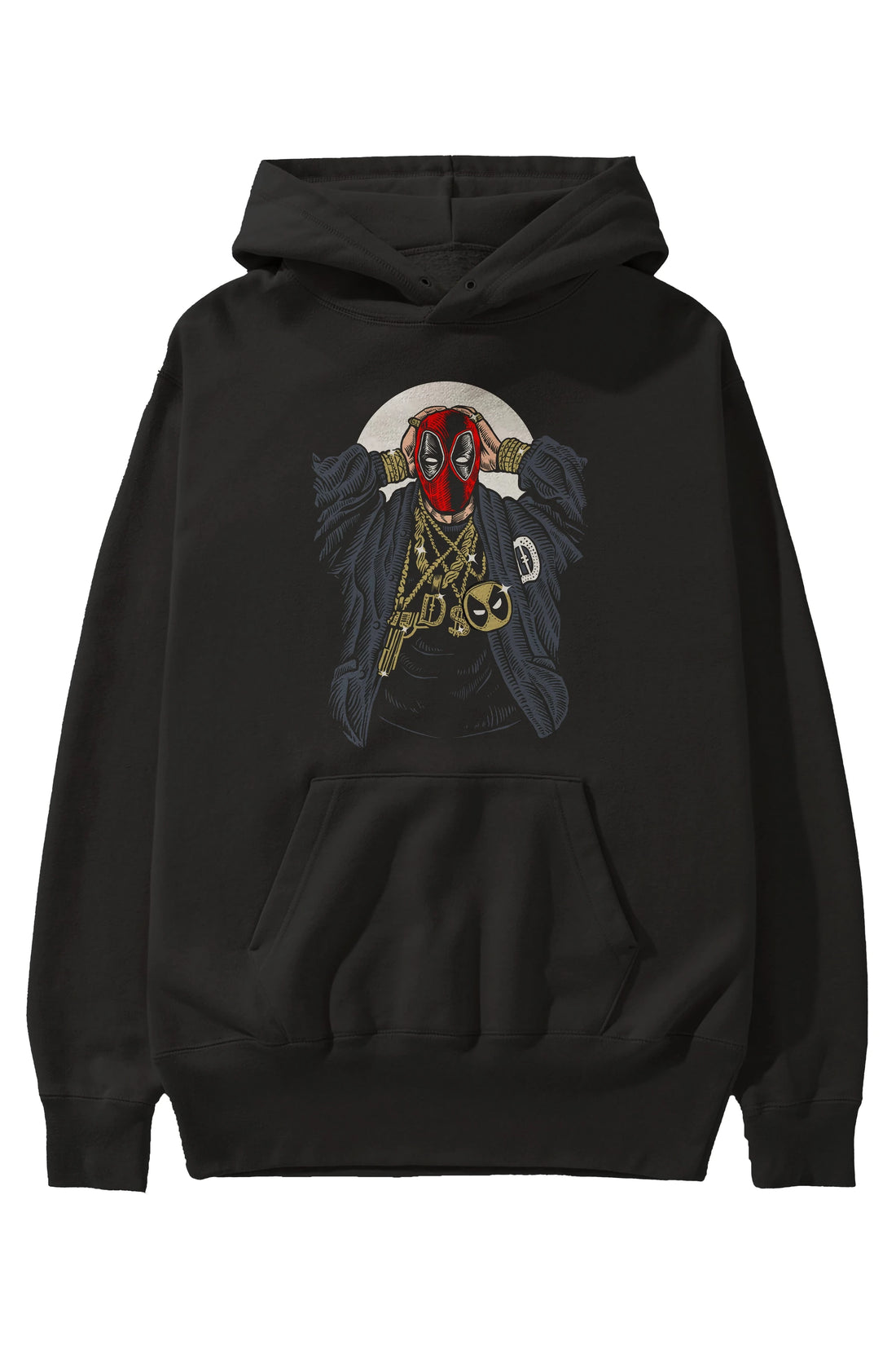Deadpool Gangsta Ön Baskılı Hoodie Oversize Kapüşonlu Sweatshirt Erkek Kadın Unisex