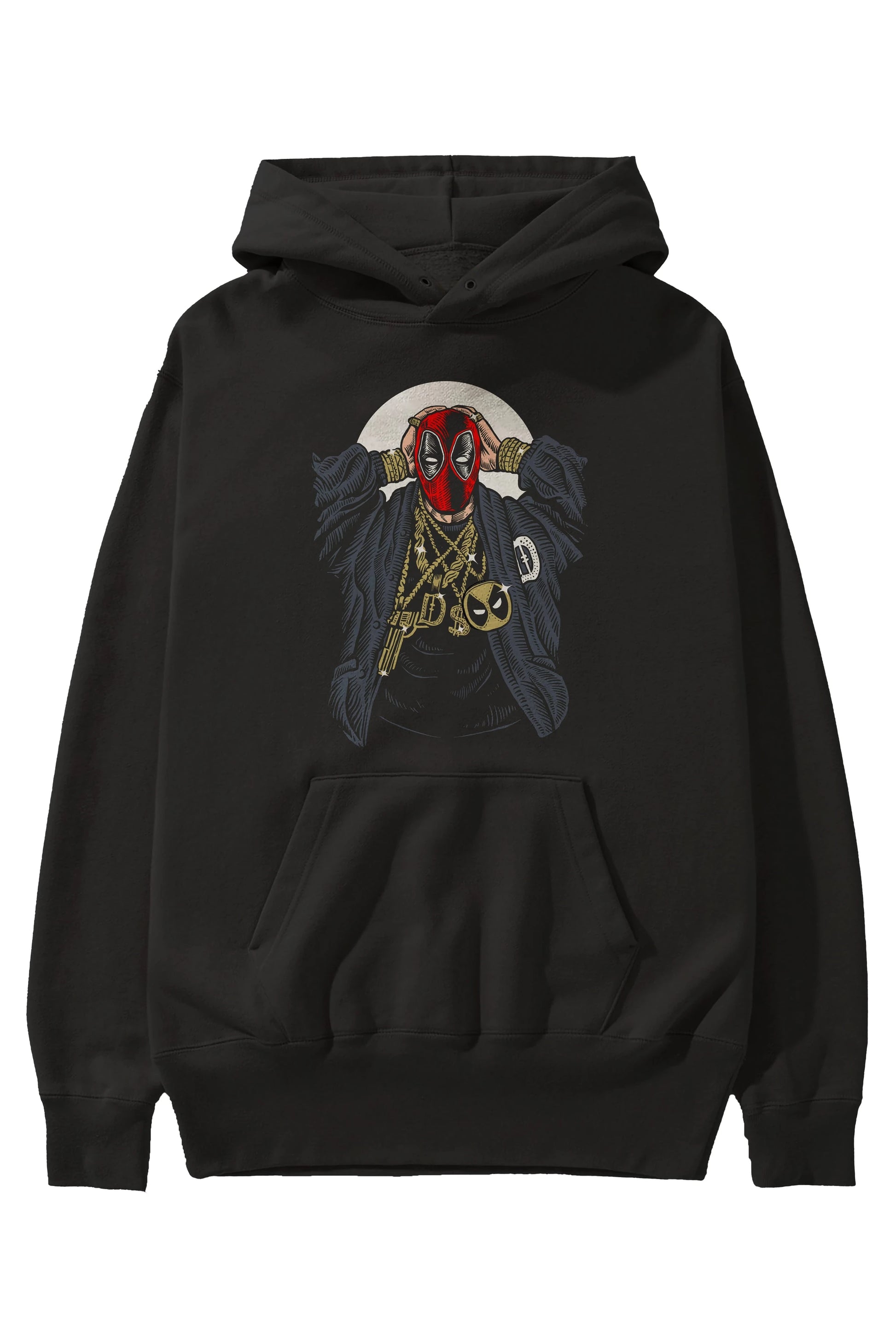 Deadpool Gangsta Ön Baskılı Hoodie Oversize Kapüşonlu Sweatshirt Erkek Kadın Unisex