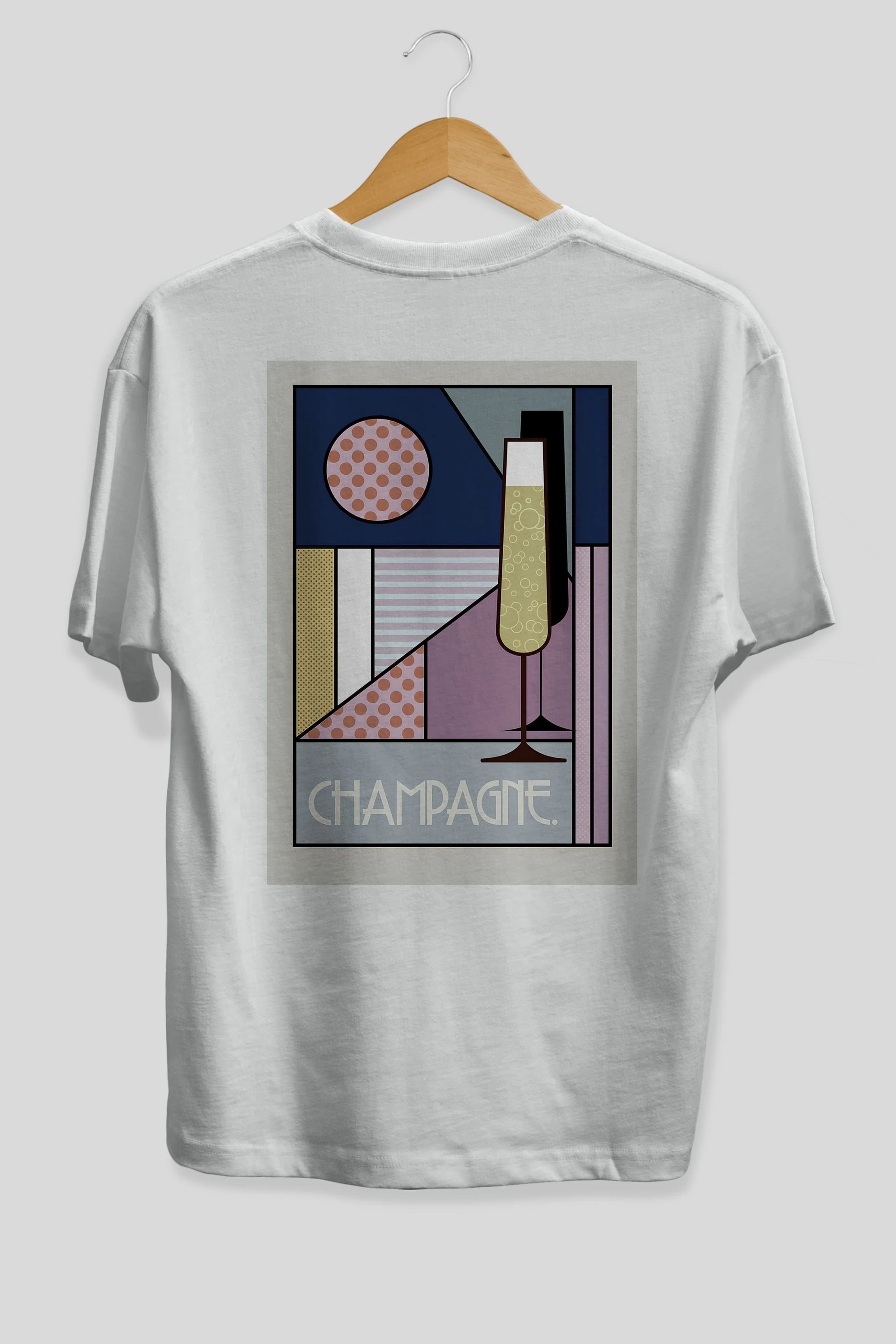 Champagne Arka Baskılı Oversize t-shirt Erkek Kadın Unisex %100 Pamuk Bisiklet Yaka tişort