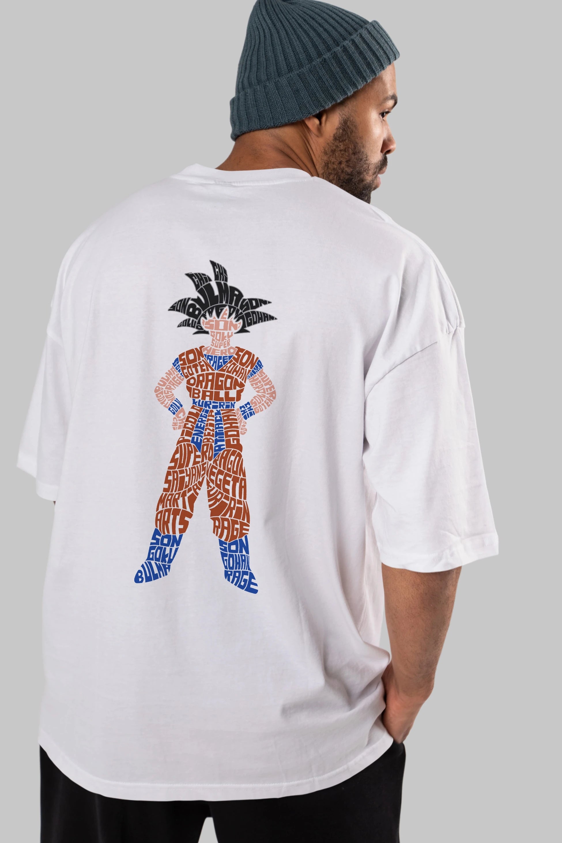 Goku Arka Baskılı Oversize t-shirt %100 pamuk Erkek Kadın Unisex