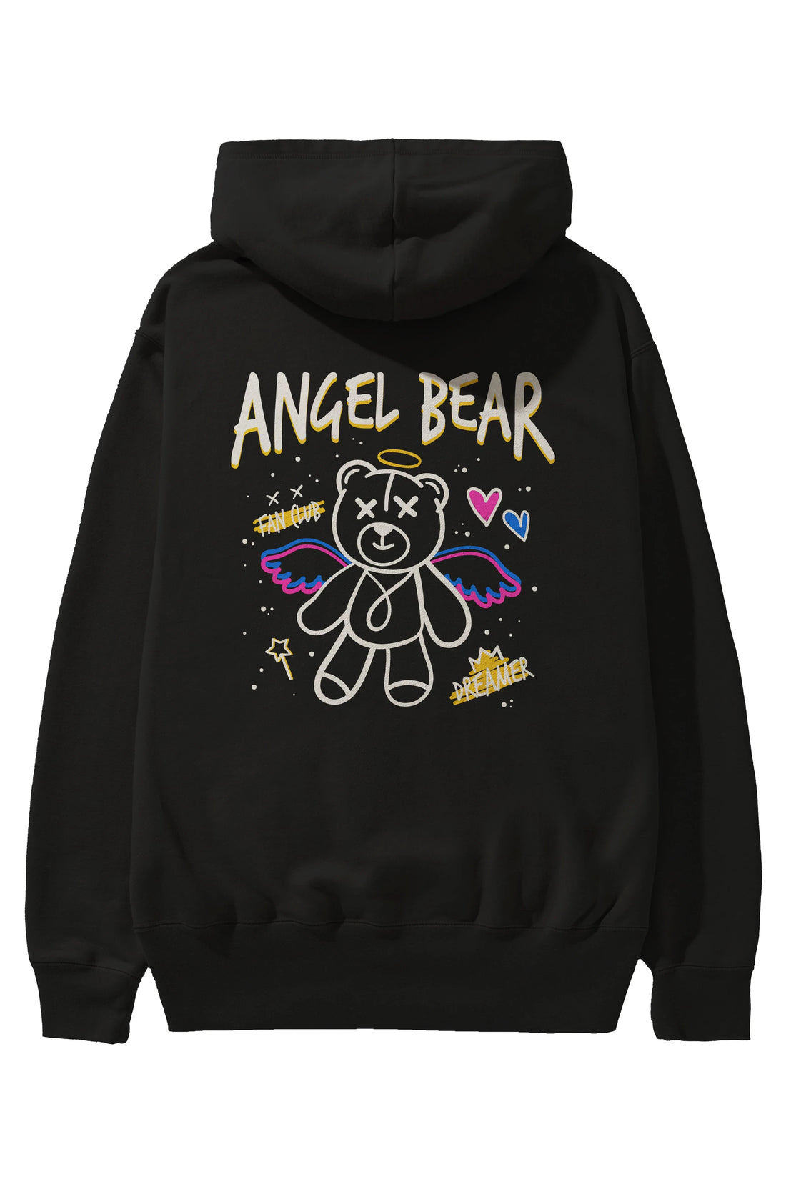 Angel Bear Arka Baskılı Hoodie Oversize Kapüşonlu Sweatshirt Erkek Kadın Unisex