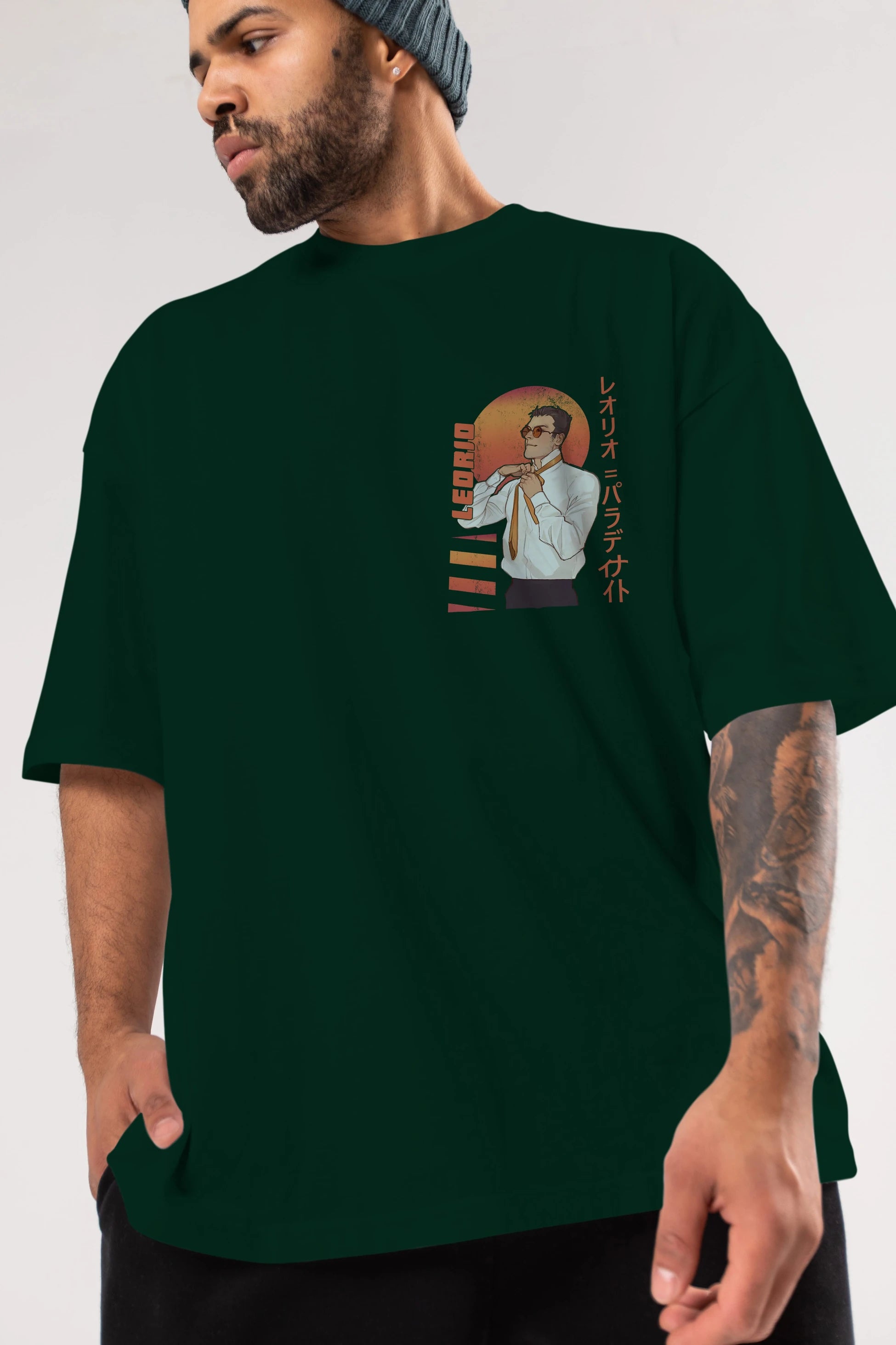 Leorio Paladiknight 5 (2) Ön Sol Baskılı Oversize t-shirt Erkek Kadın Unisex %100 Pamuk Bisiklet Yaka tişort