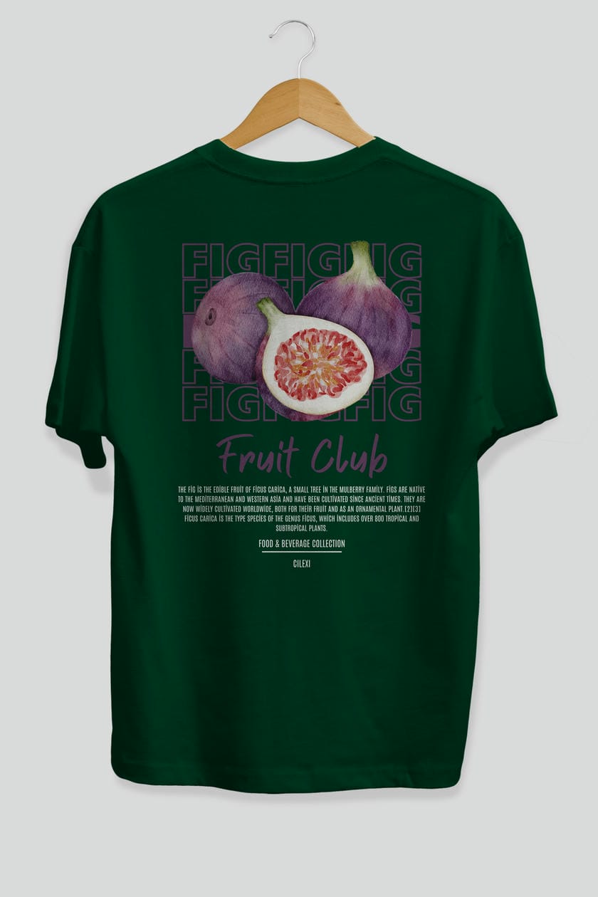 Fig Arka Baskılı Oversize t-shirt Erkek Kadın Pamuk Bisiklet Yaka tişort