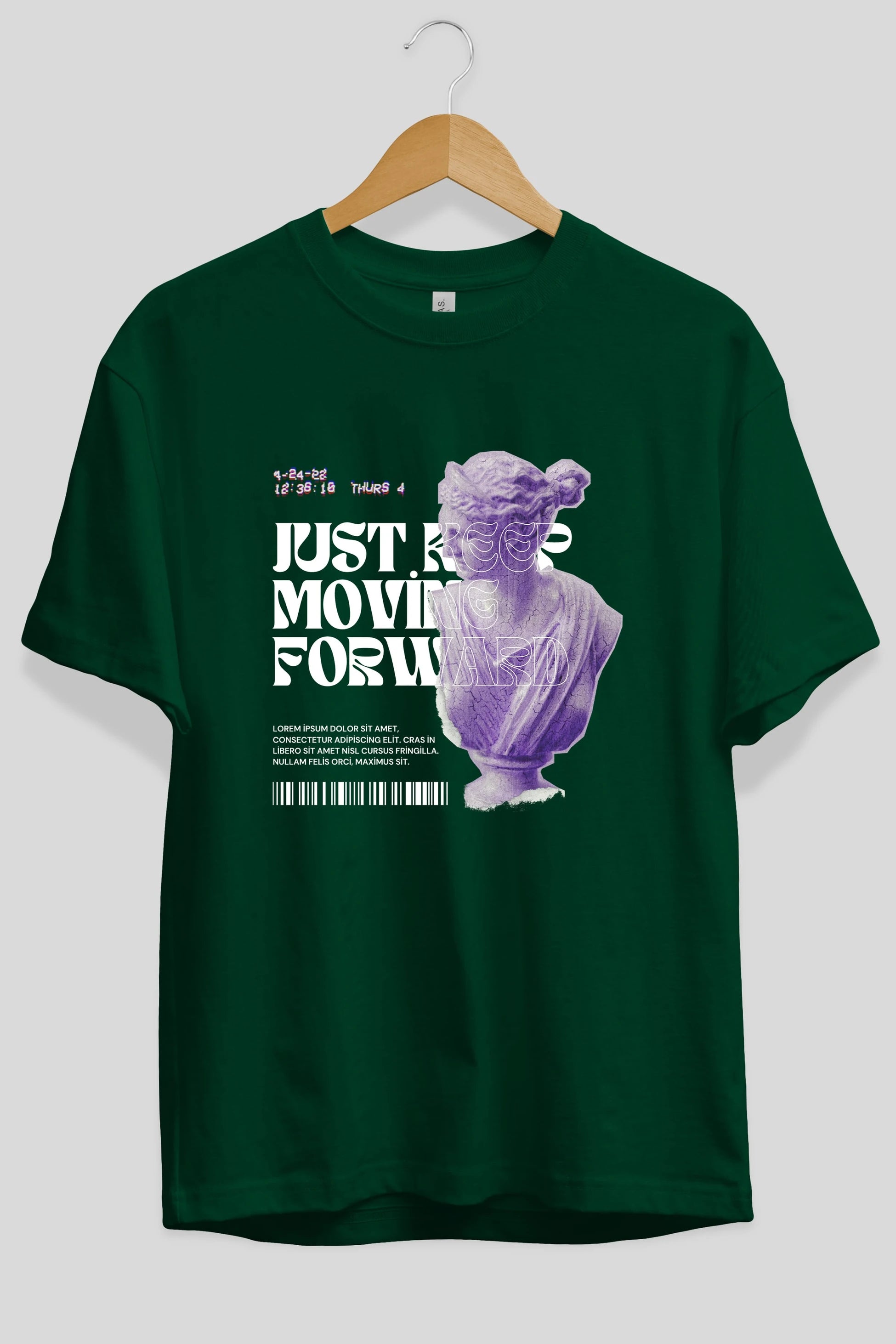 Just Keep Moving Forward Yazılı Ön Baskılı Oversize t-shirt Erkek Kadın Unisex
