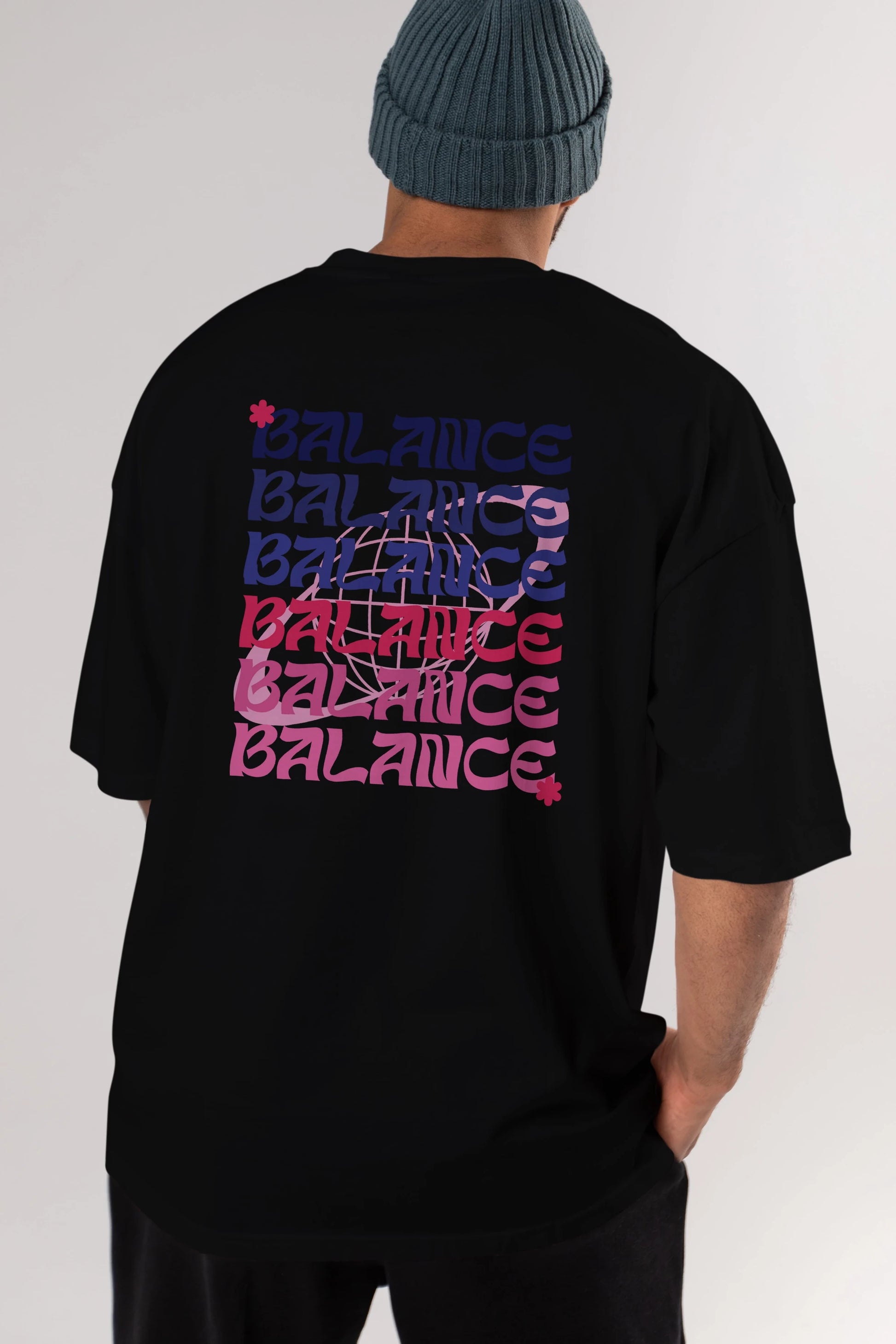 Balance Yazılı Arka Baskılı Oversize t-shirt Erkek Kadın Unisex