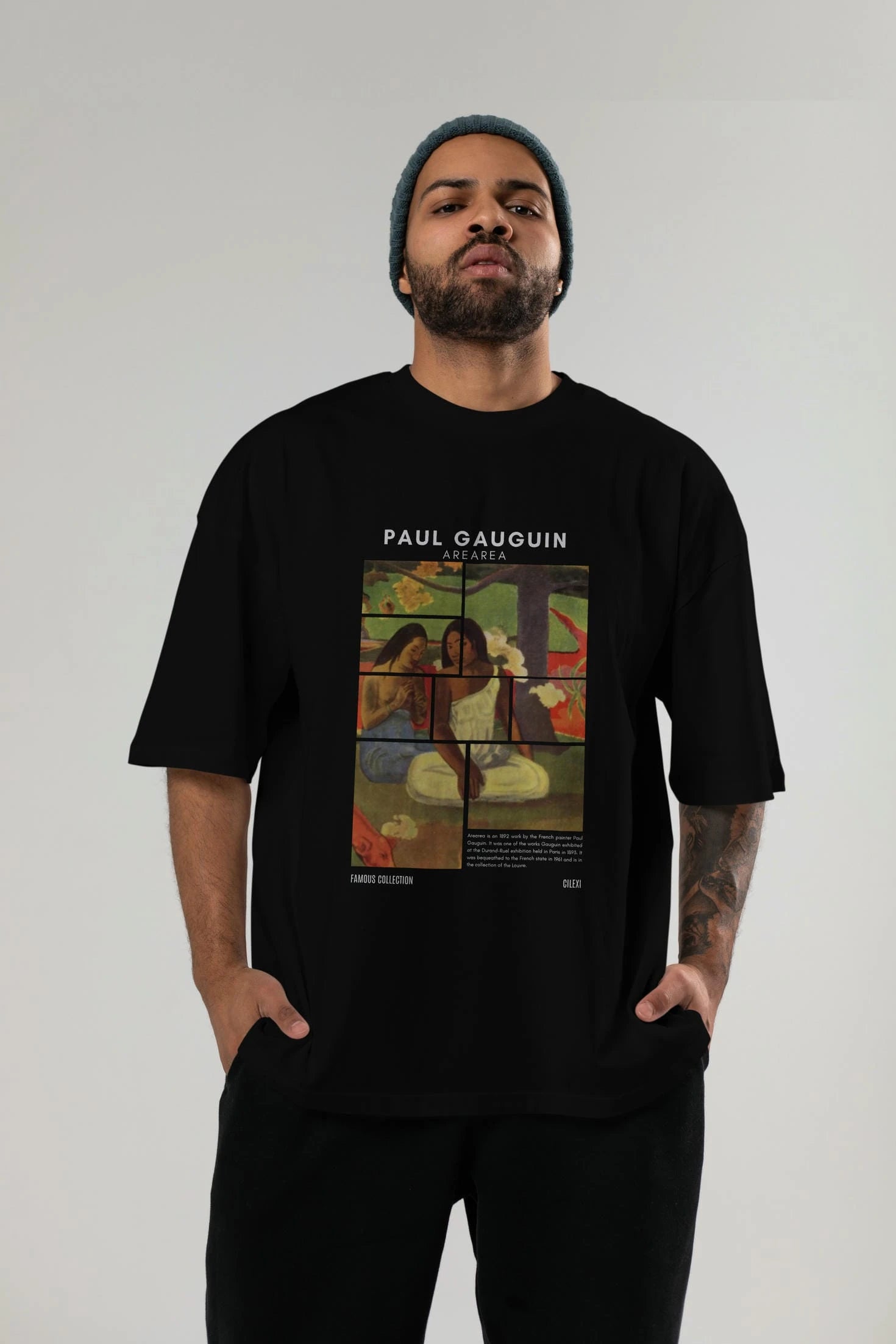 Paul Gauguin Arearea ön Baskılı Oversize t-shirt Erkek Kadın Bisiklet Yaka Pamuk tişort