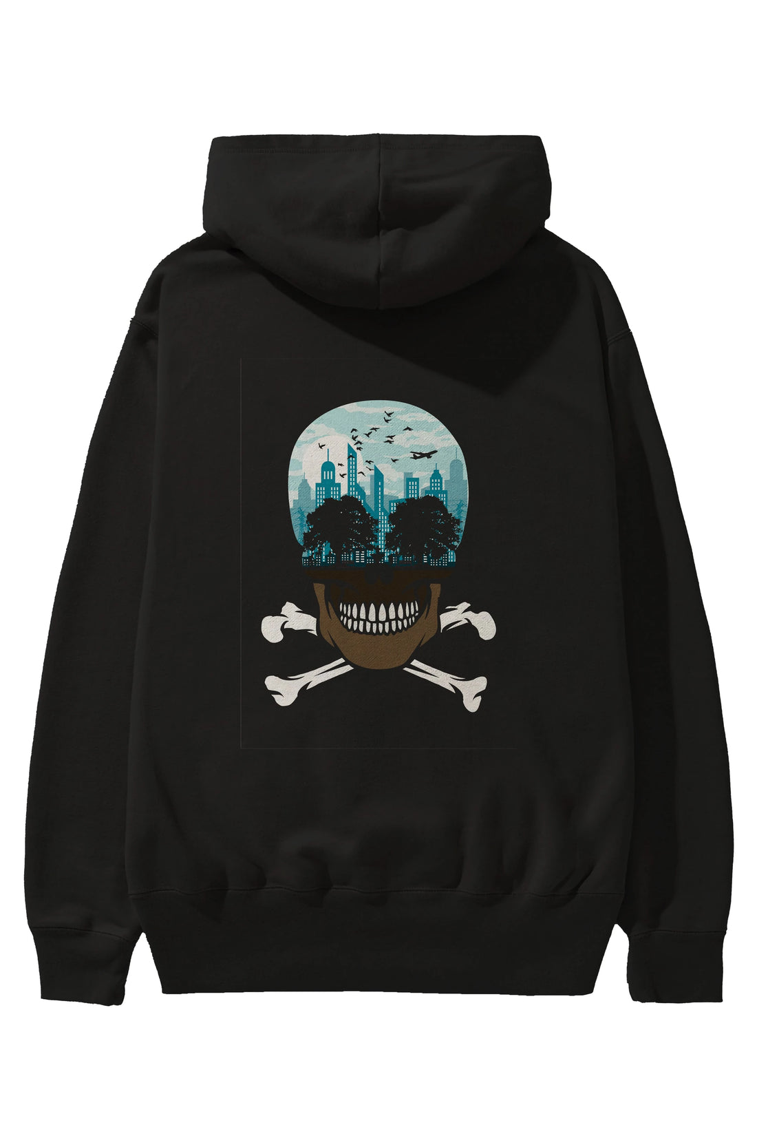 Death City Arka Baskılı Hoodie Oversize Kapüşonlu Sweatshirt Erkek Kadın Unisex