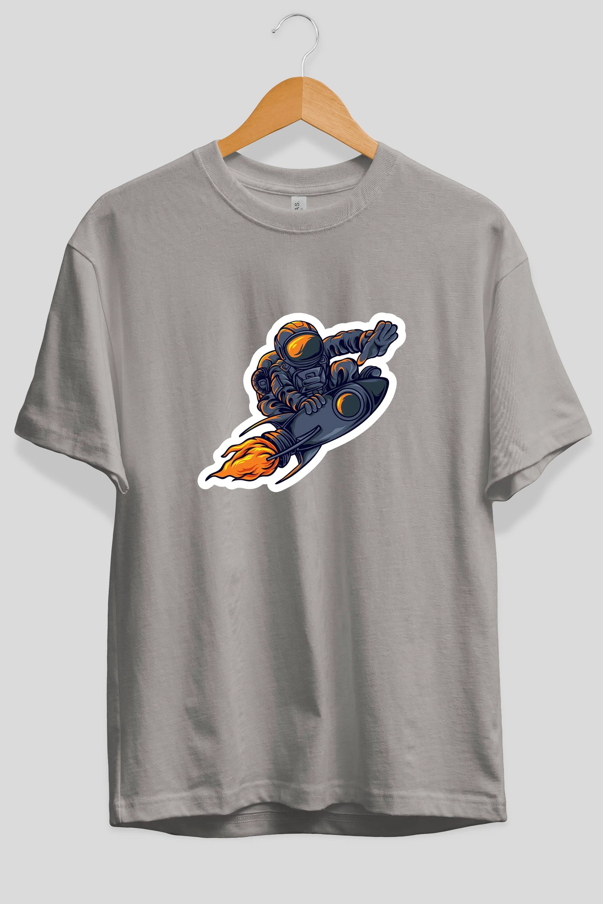 Astrocket Illustration Sticker Ön Baskılı Oversize t-shirt Erkek Kadın Unisex