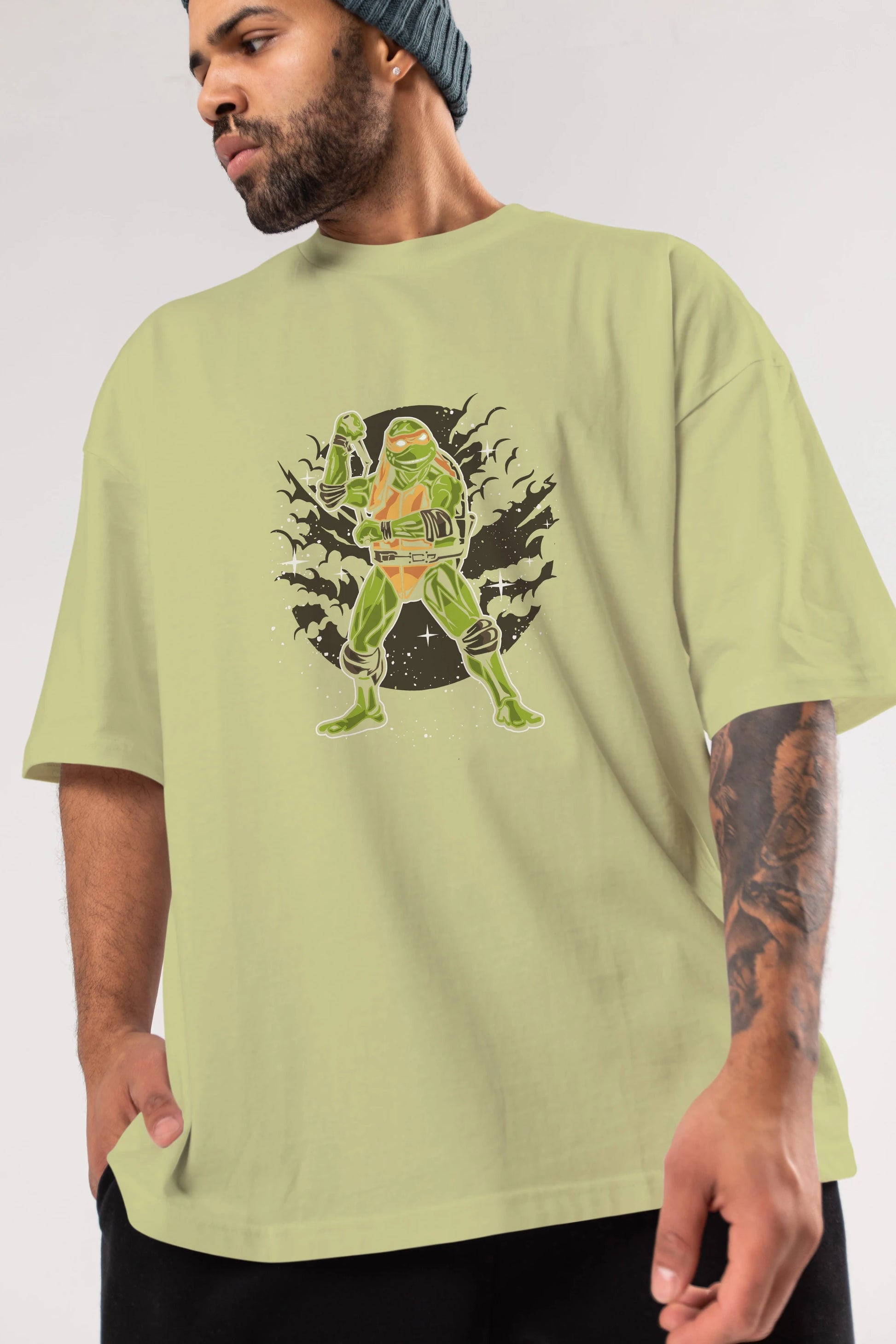 TURTLES Ön Baskılı Oversize t-shirt Erkek Kadın Unisex %100 Pamuk tişort