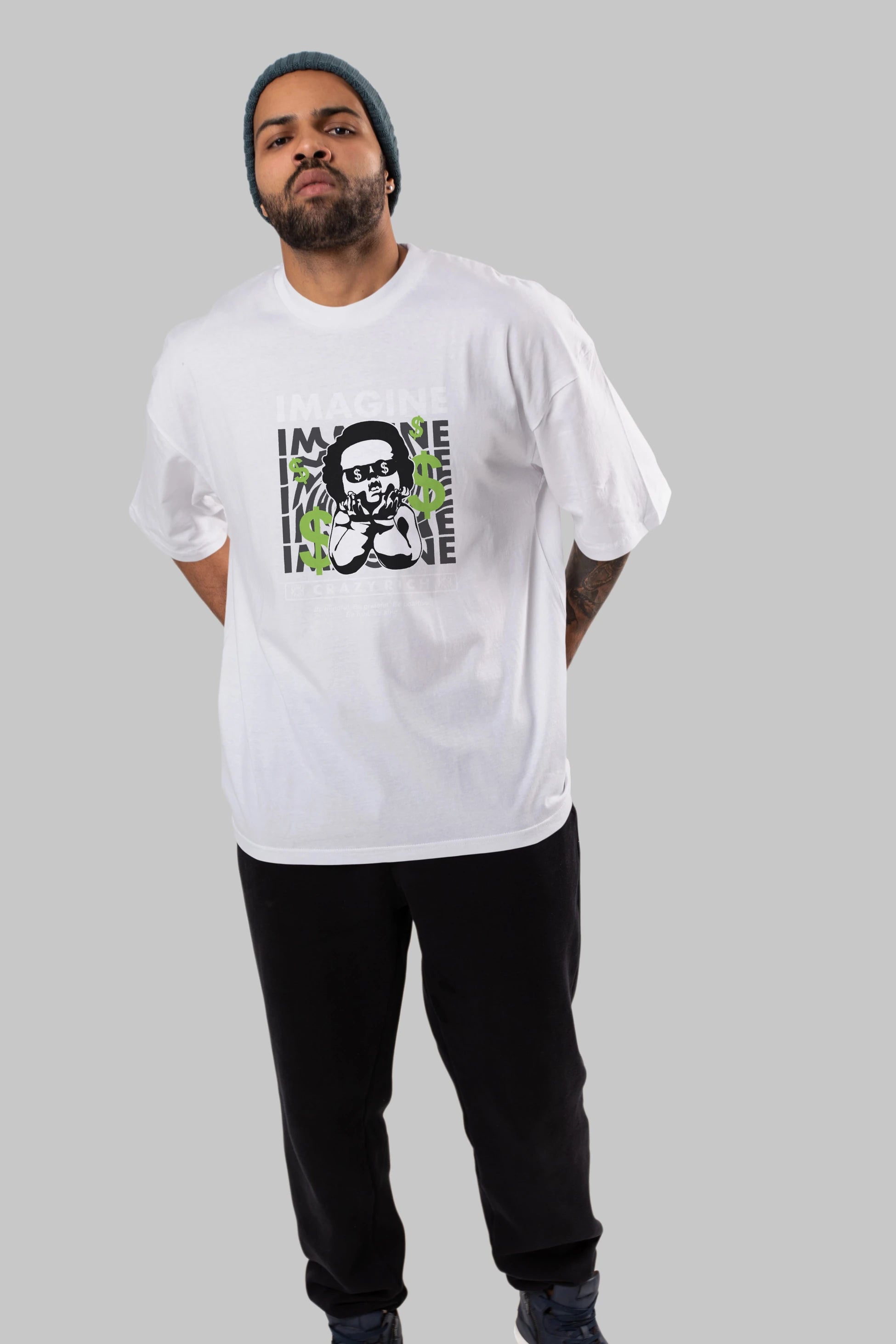 Imagine Crazy Rich Ön Baskılı Oversize t-shirt Erkek Kadın Unisex