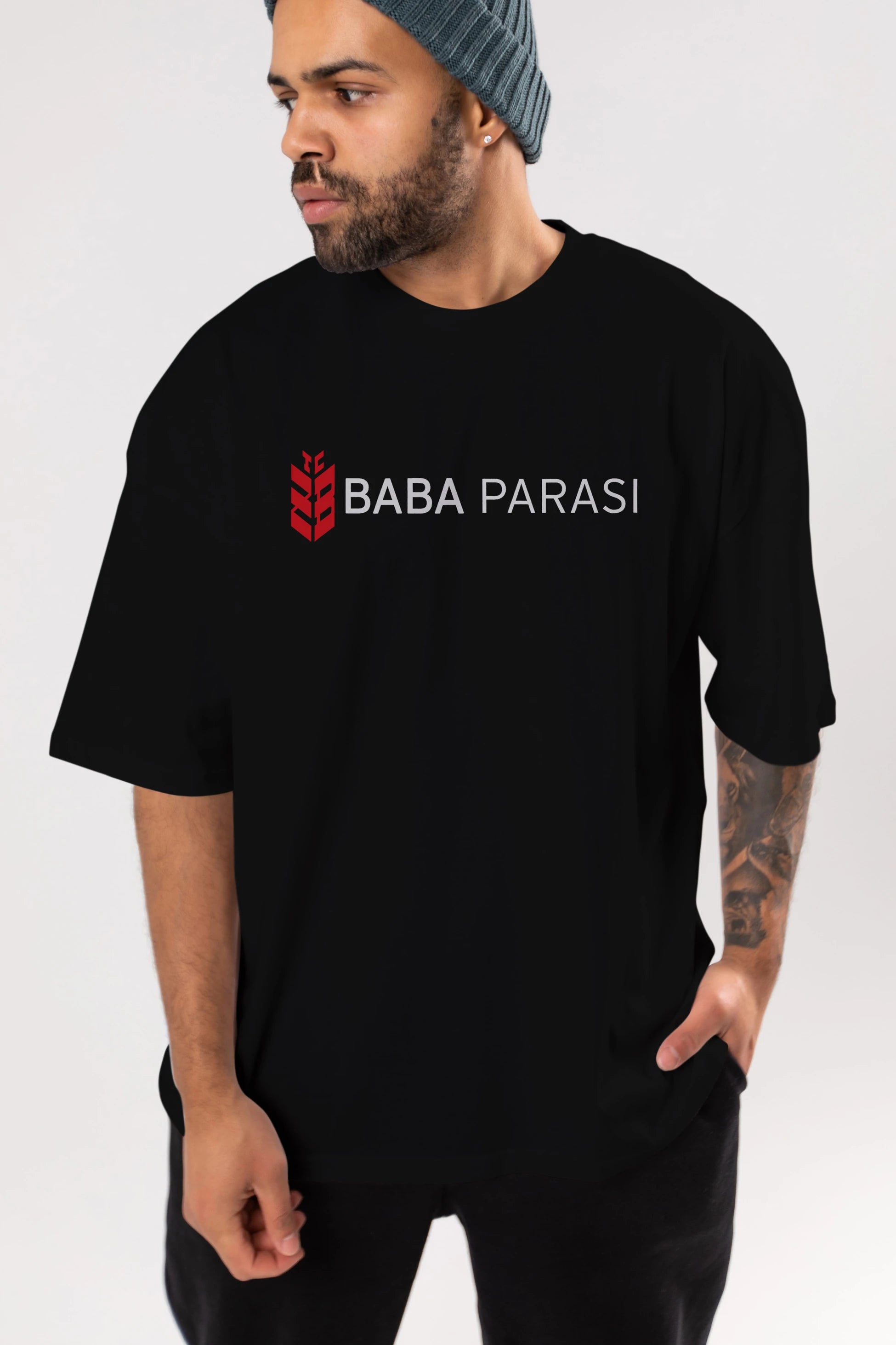 Baba Parası Ön Baskılı Oversize t-shirt %100 pamuk Erkek Kadın Unisex