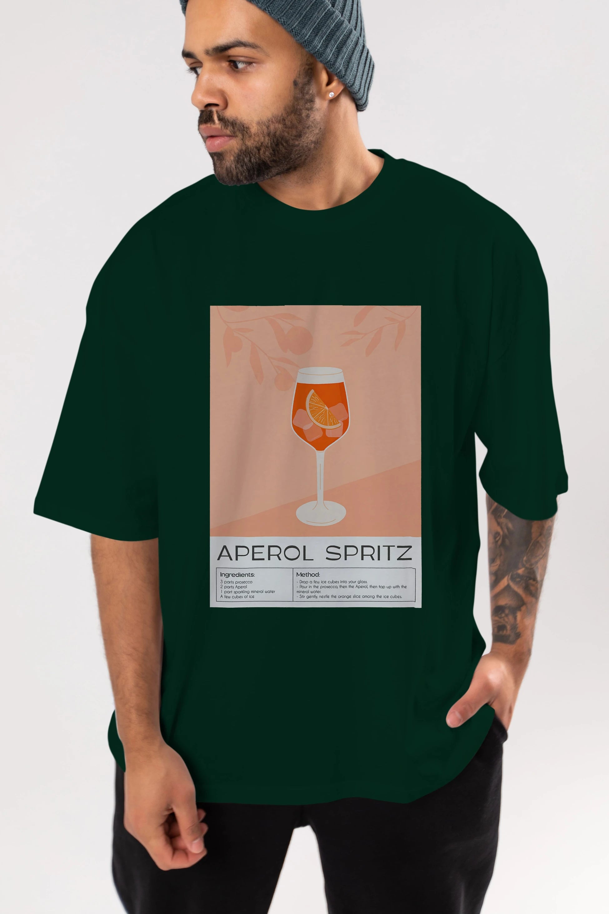 Aperol Spritz 7 Ön Baskılı Oversize t-shirt Erkek Kadın Unisex %100 Pamuk Bisiklet Yaka tişort