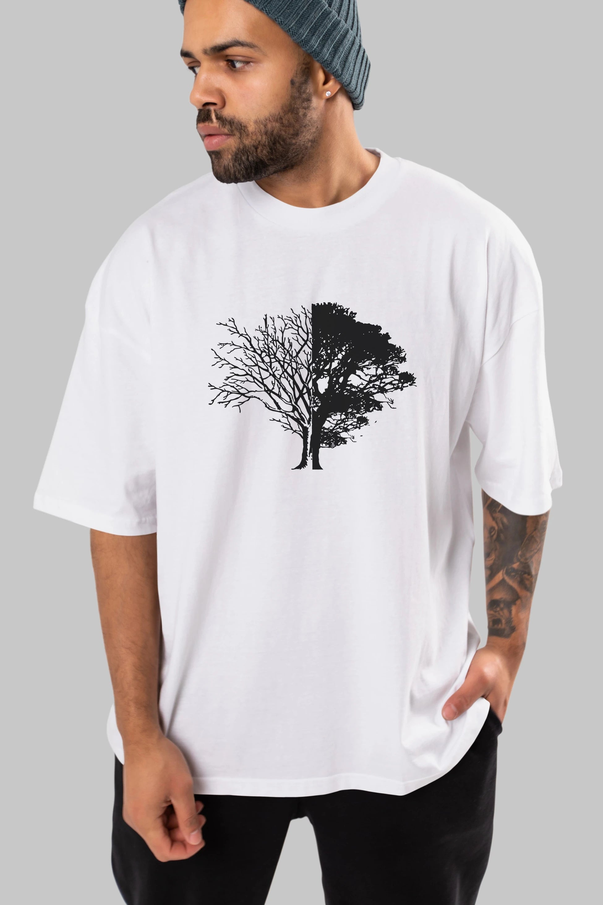 Life And Death Ön Baskılı Oversize t-shirt %100 pamuk Erkek Kadın Unisex