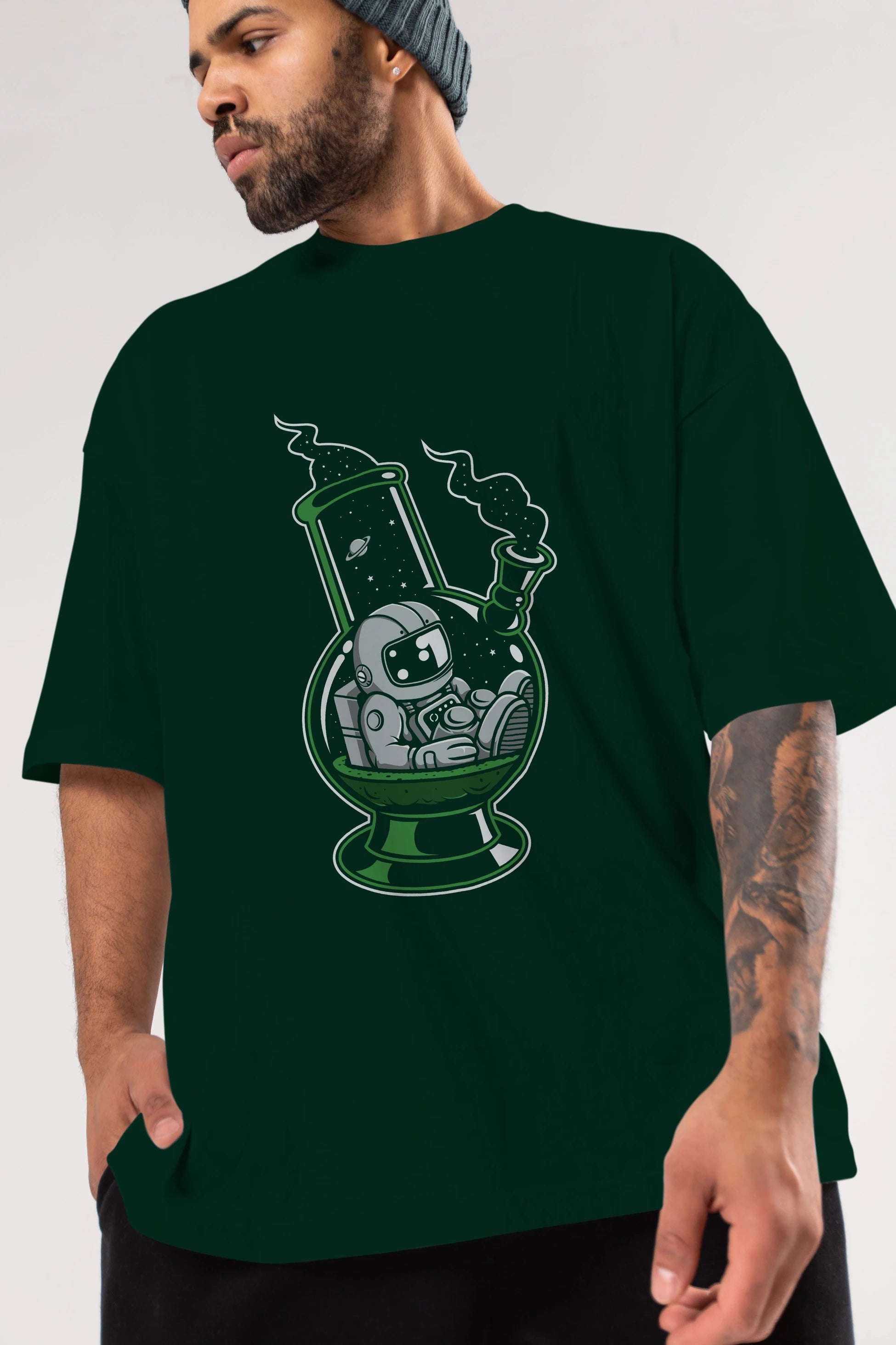 Astronaut Bong Ön Baskılı Oversize t-shirt Erkek Kadın Unisex