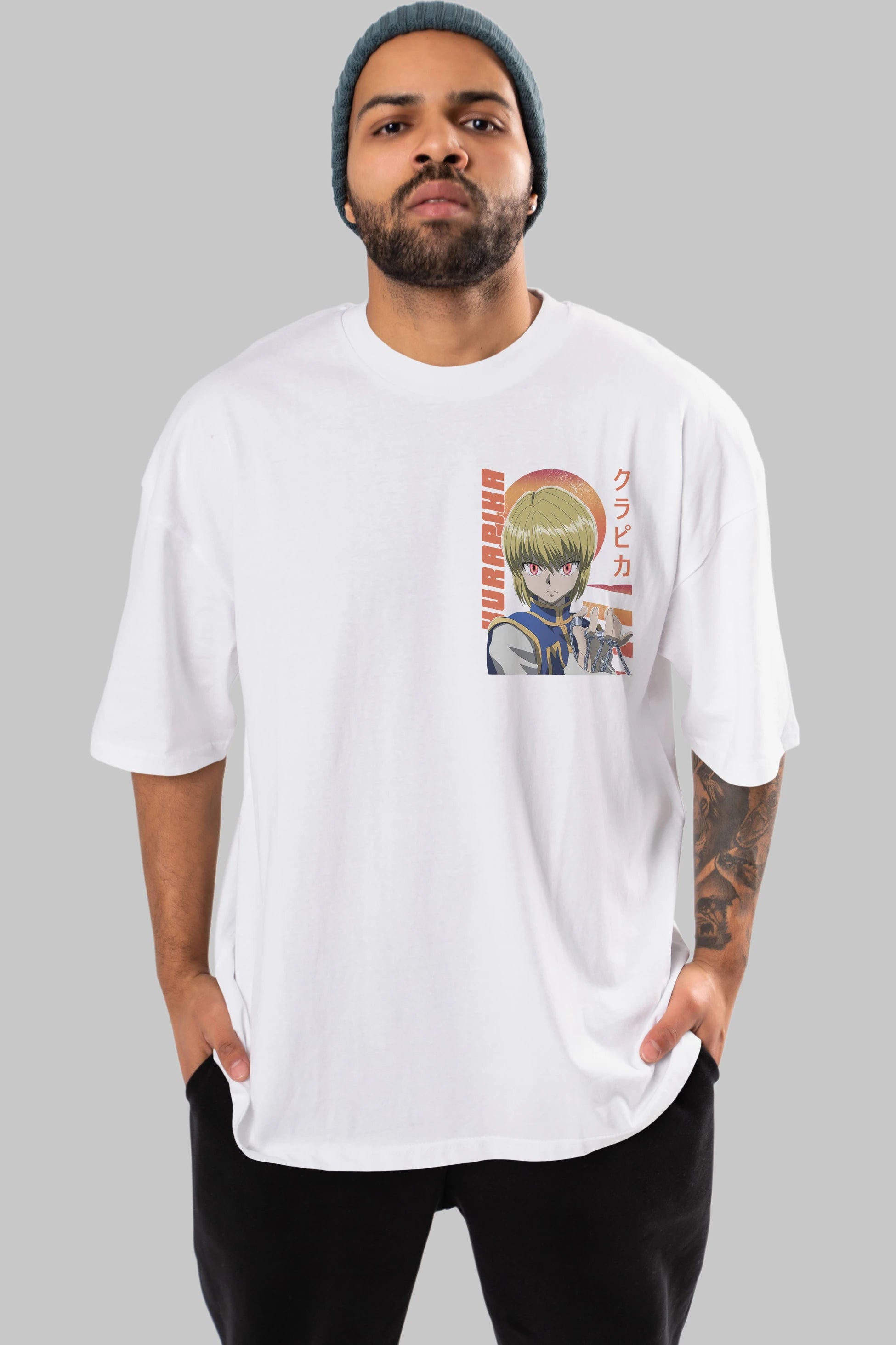 Kurapika 5 (2) Ön Sol Baskılı Oversize t-shirt Erkek Kadın Unisex %100 Pamuk Bisiklet Yaka tişort