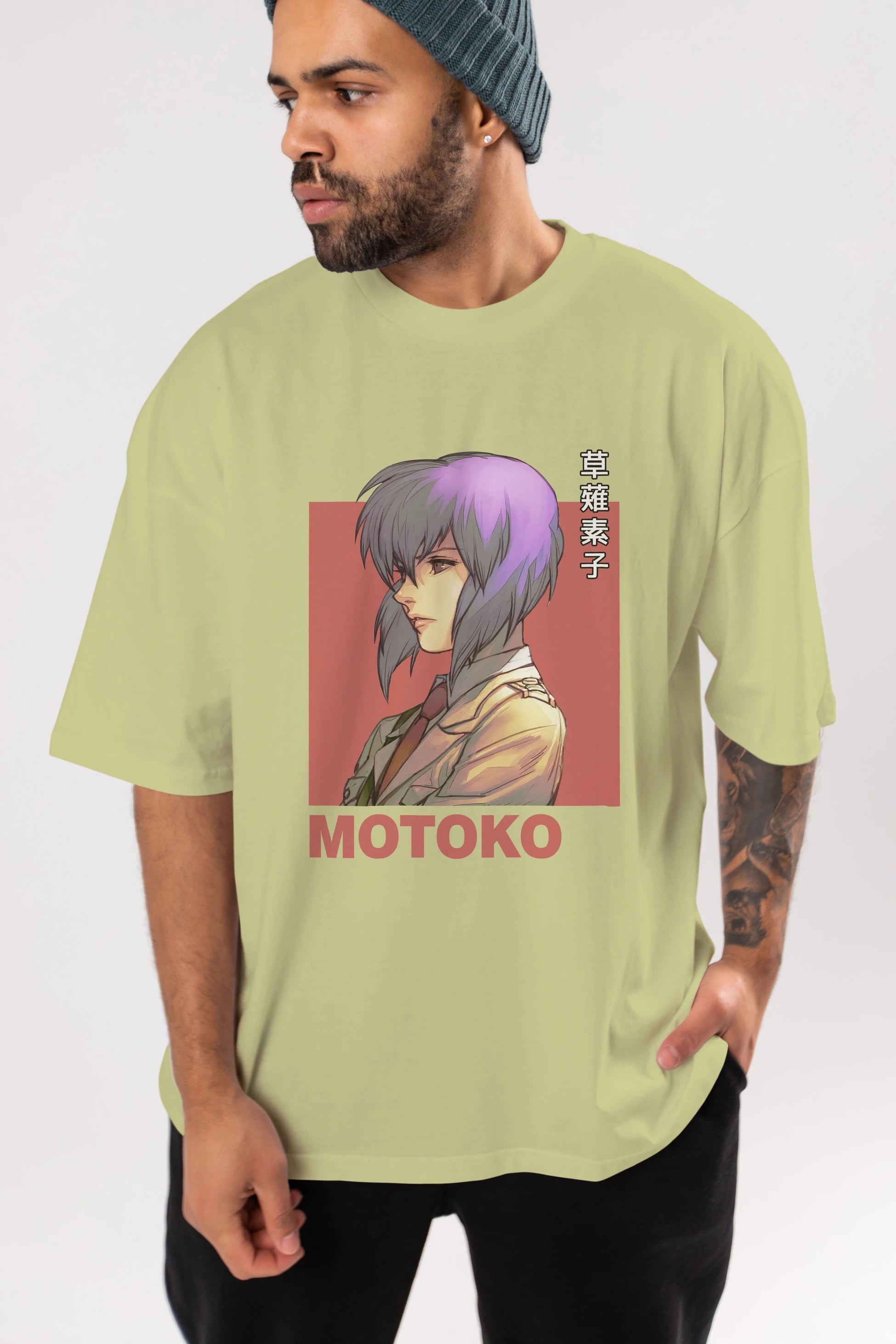 Motoko Kusanagi 12 Anime Ön Baskılı Oversize t-shirt %100 pamuk Erkek Kadın Unisex