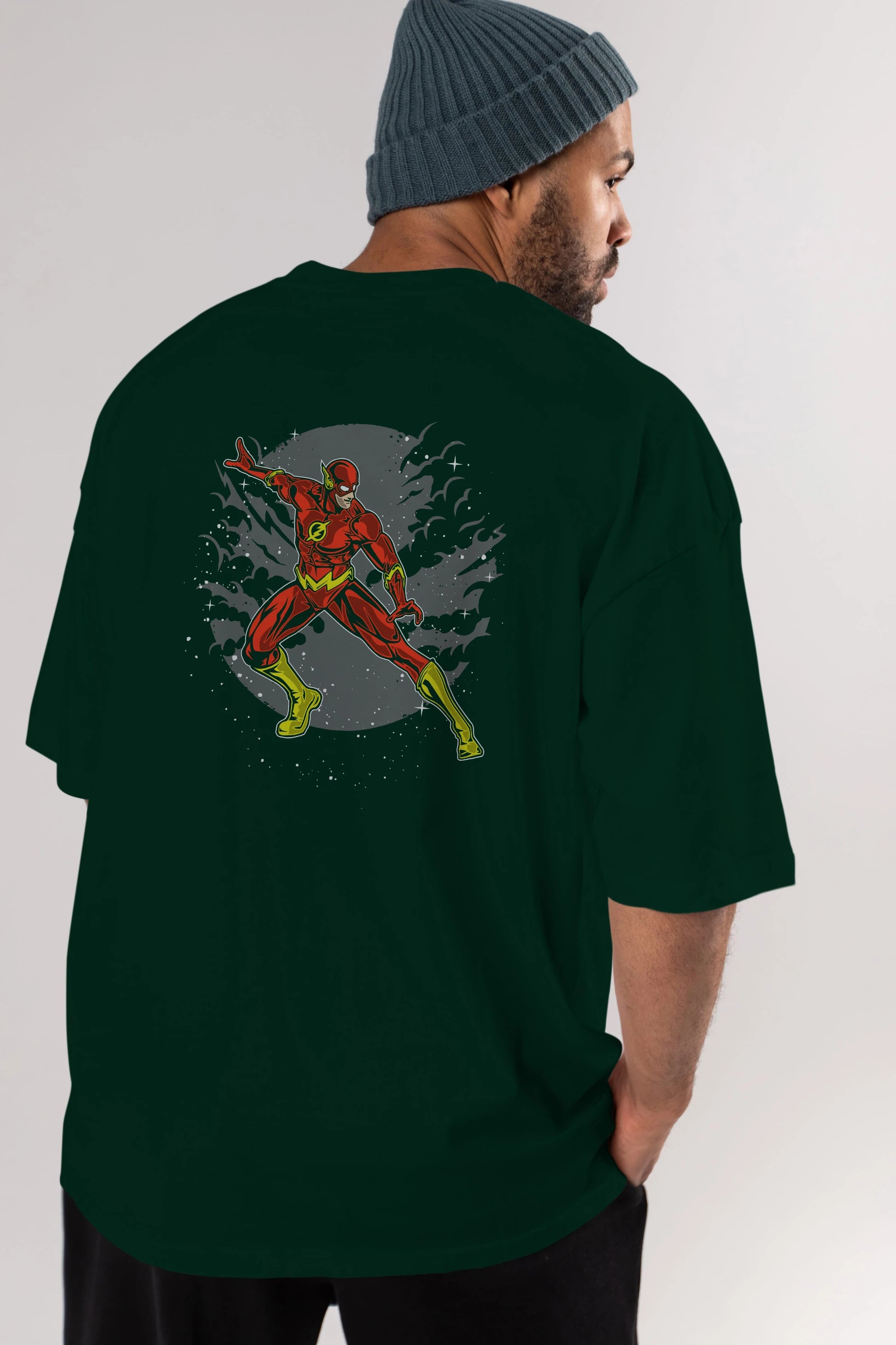 The Flash Arka Baskılı Oversize t-shirt Erkek Kadın Unisex %100 Pamuk