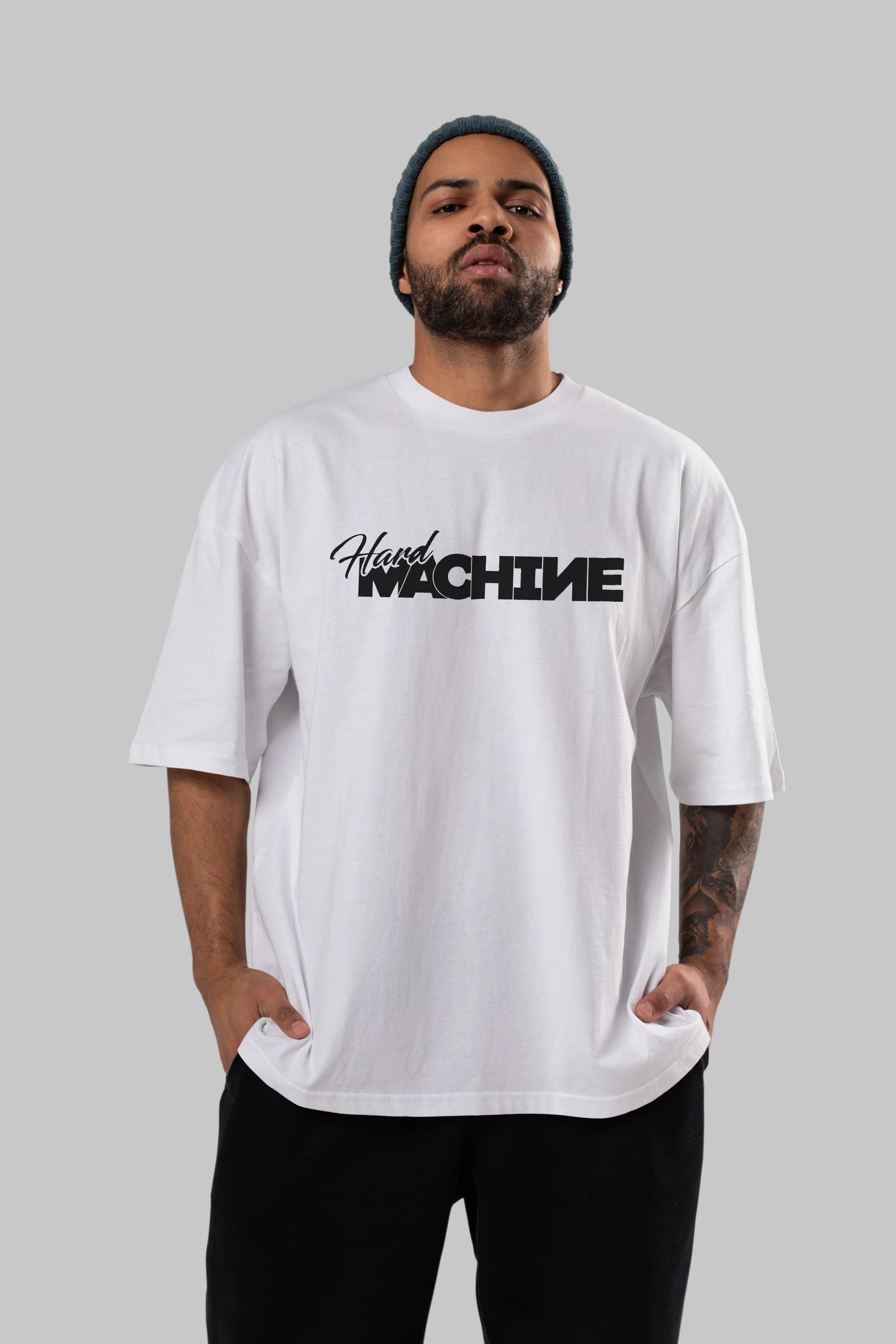 Hard Machine Ön Baskılı Oversize t-shirt %100 pamuk Erkek Kadın Unisex
