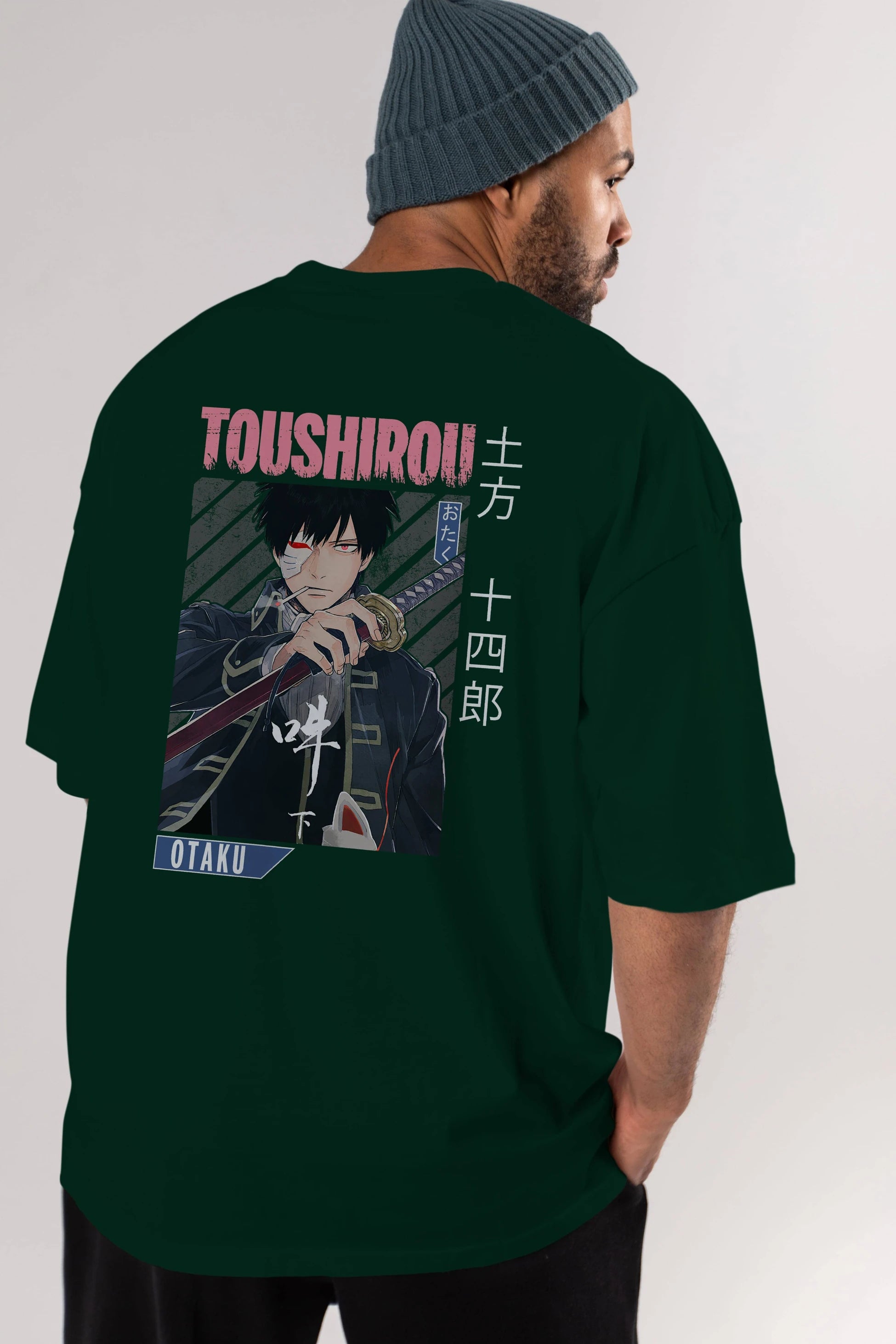 Toushirou Hijikata 1 Anime Arka Baskılı Oversize t-shirt Erkek Kadın Unisex