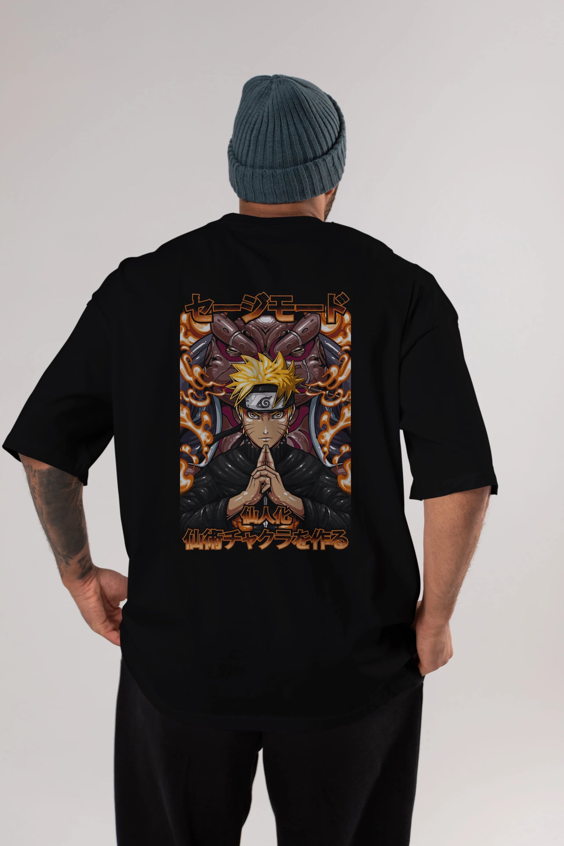 NARUTO (10) Anime Arka Baskılı Oversize t-shirt Erkek Kadın Unisex