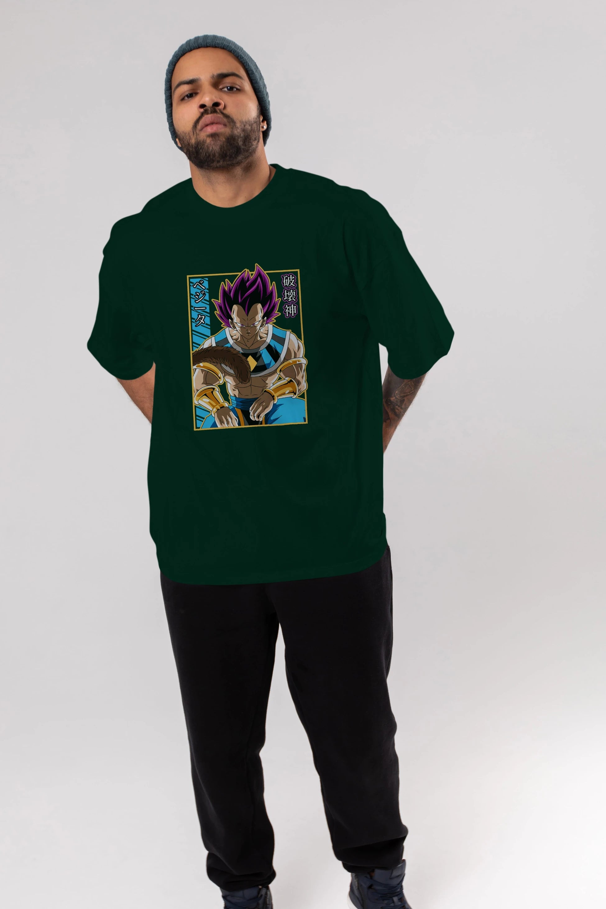 DragonBall VegetaHakaishin Anime Ön Baskılı Oversize t-shirt %100 pamuk Erkek Kadın Unisex