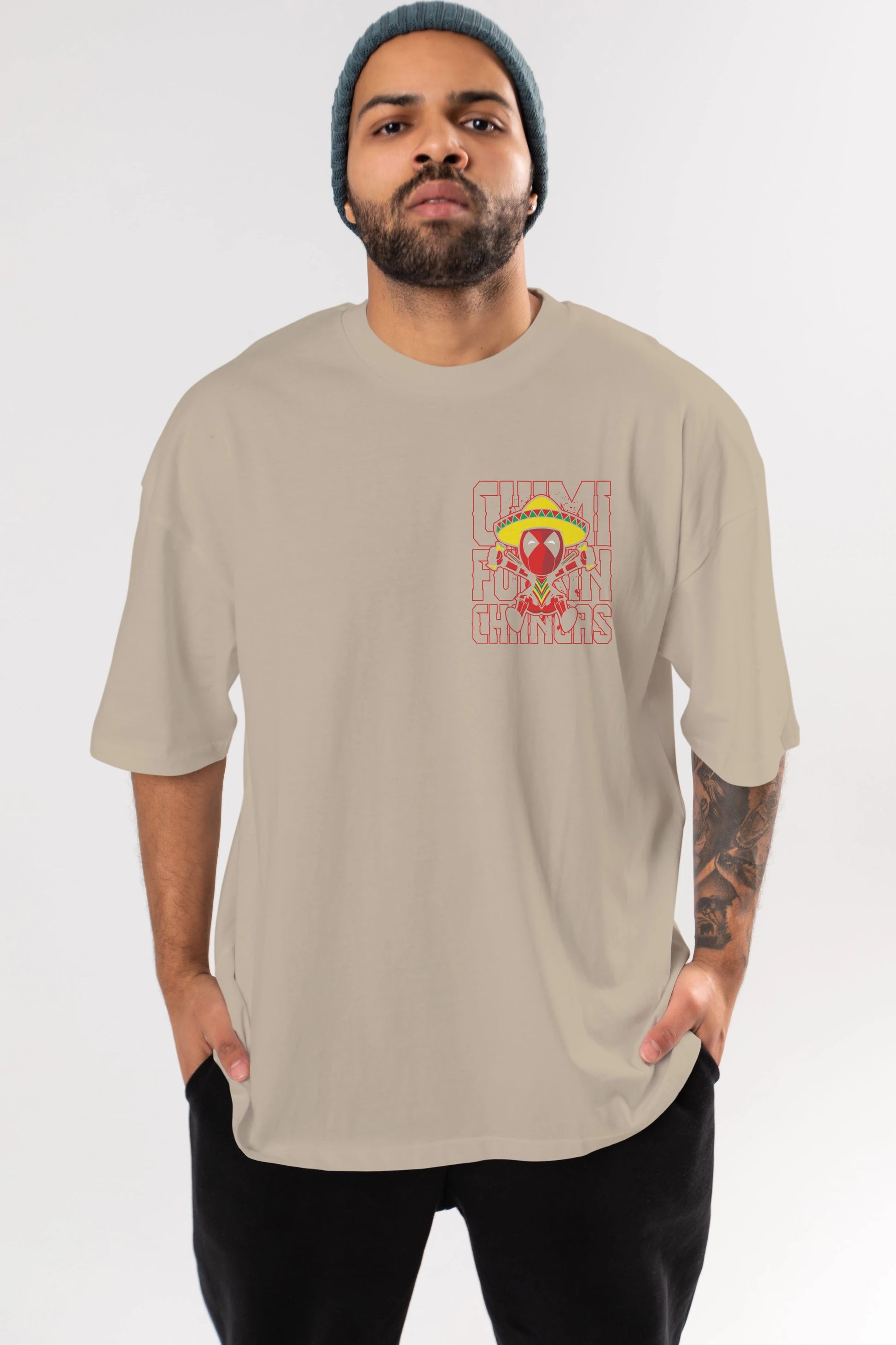 Deadpool (14) Ön Sol Baskılı Oversize t-shirt Erkek Kadın Unisex %100 Pamuk Bisiklet Yaka tişort
