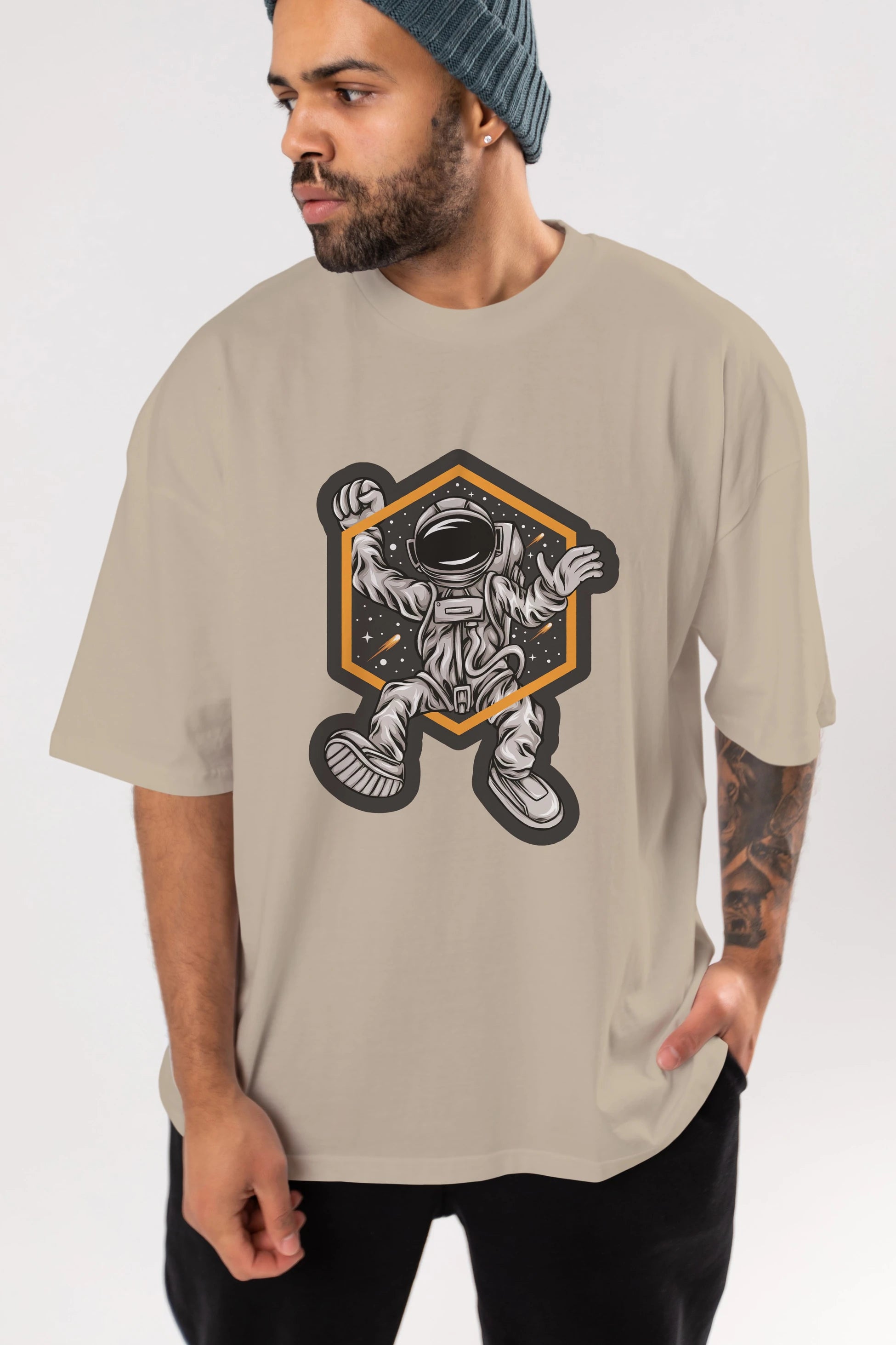 Astrofun Sticker Ön Baskılı Oversize t-shirt Erkek Kadın Unisex