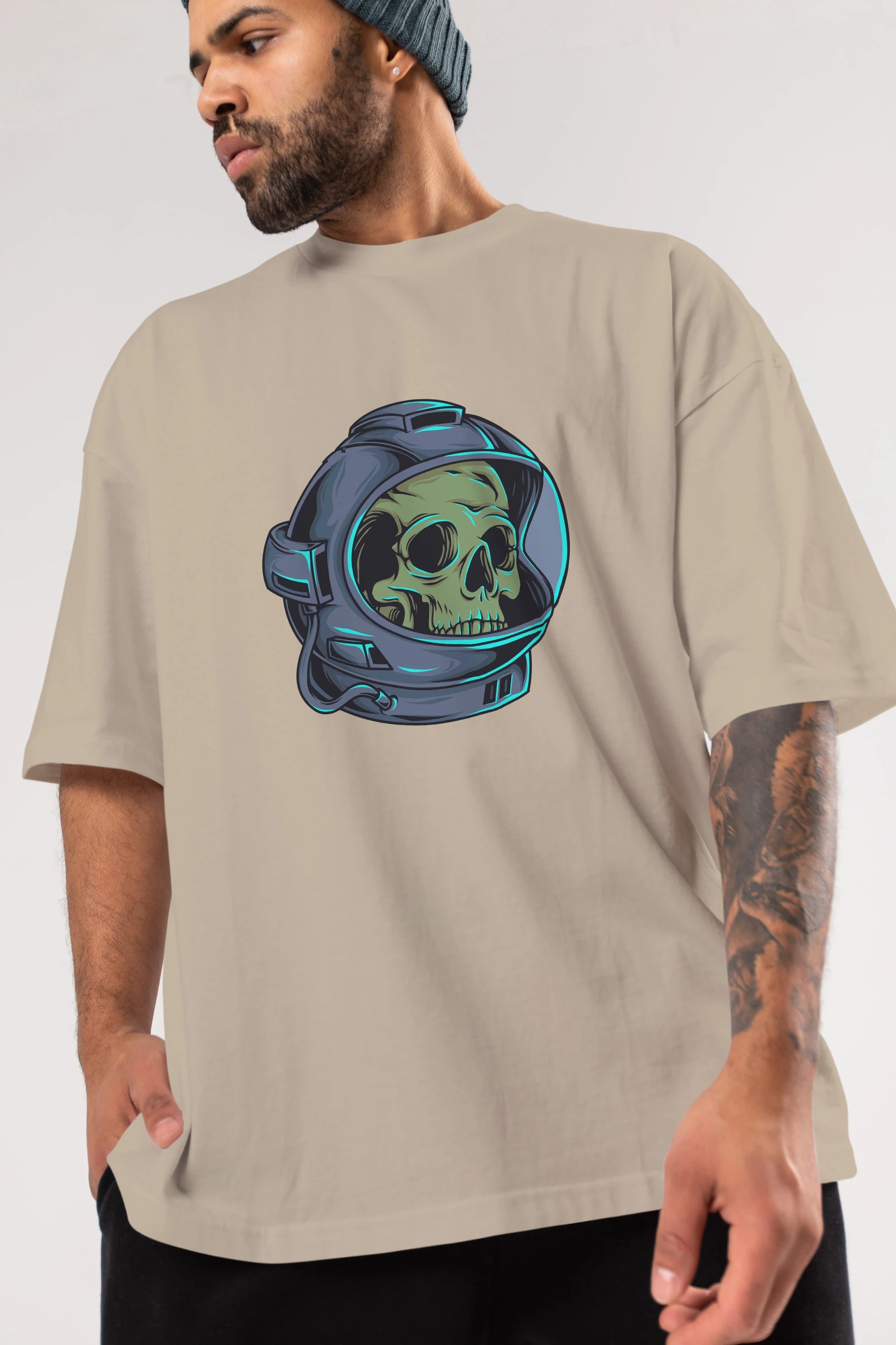 Astroskull Ön Baskılı Oversize t-shirt Erkek Kadın Unisex