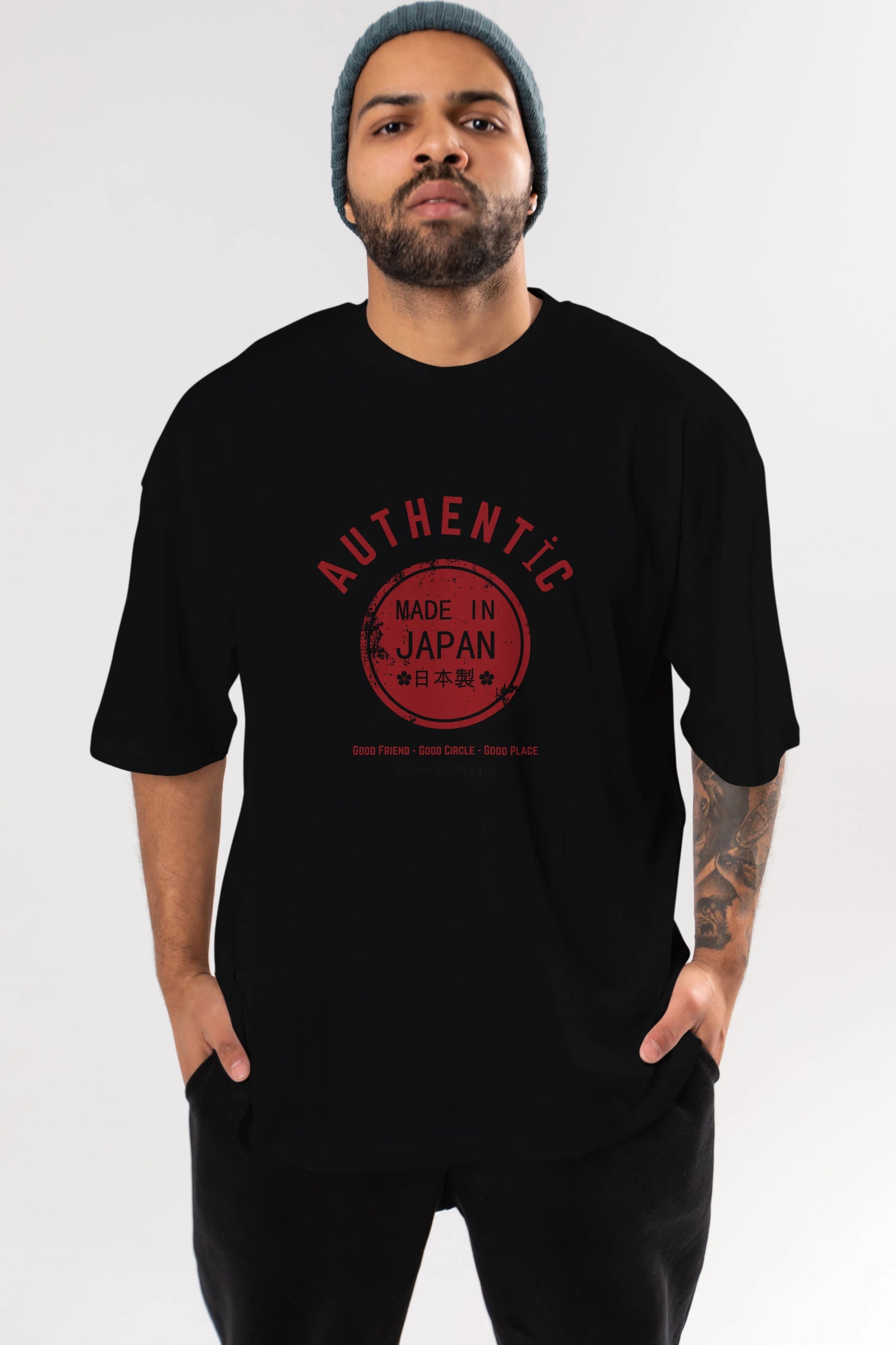 Authentic Japan Style Ön Baskılı Oversize t-shirt Erkek Kadın Unisex