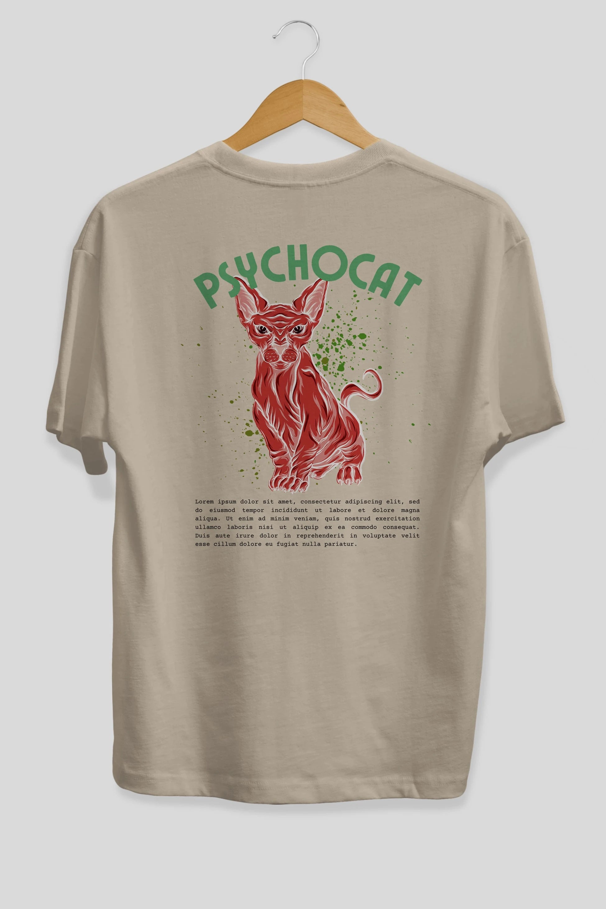 Psychocat Arka Baskılı Oversize t-shirt Erkek Kadın Unisex