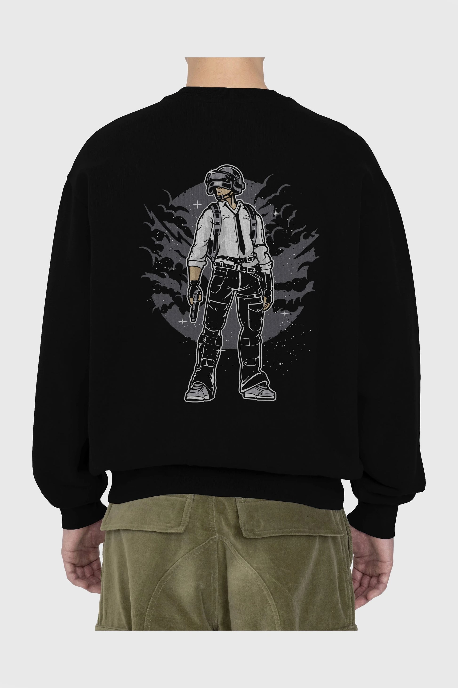 PUBG Arka Baskılı Oversize Sweatshirt Erkek Kadın Unisex