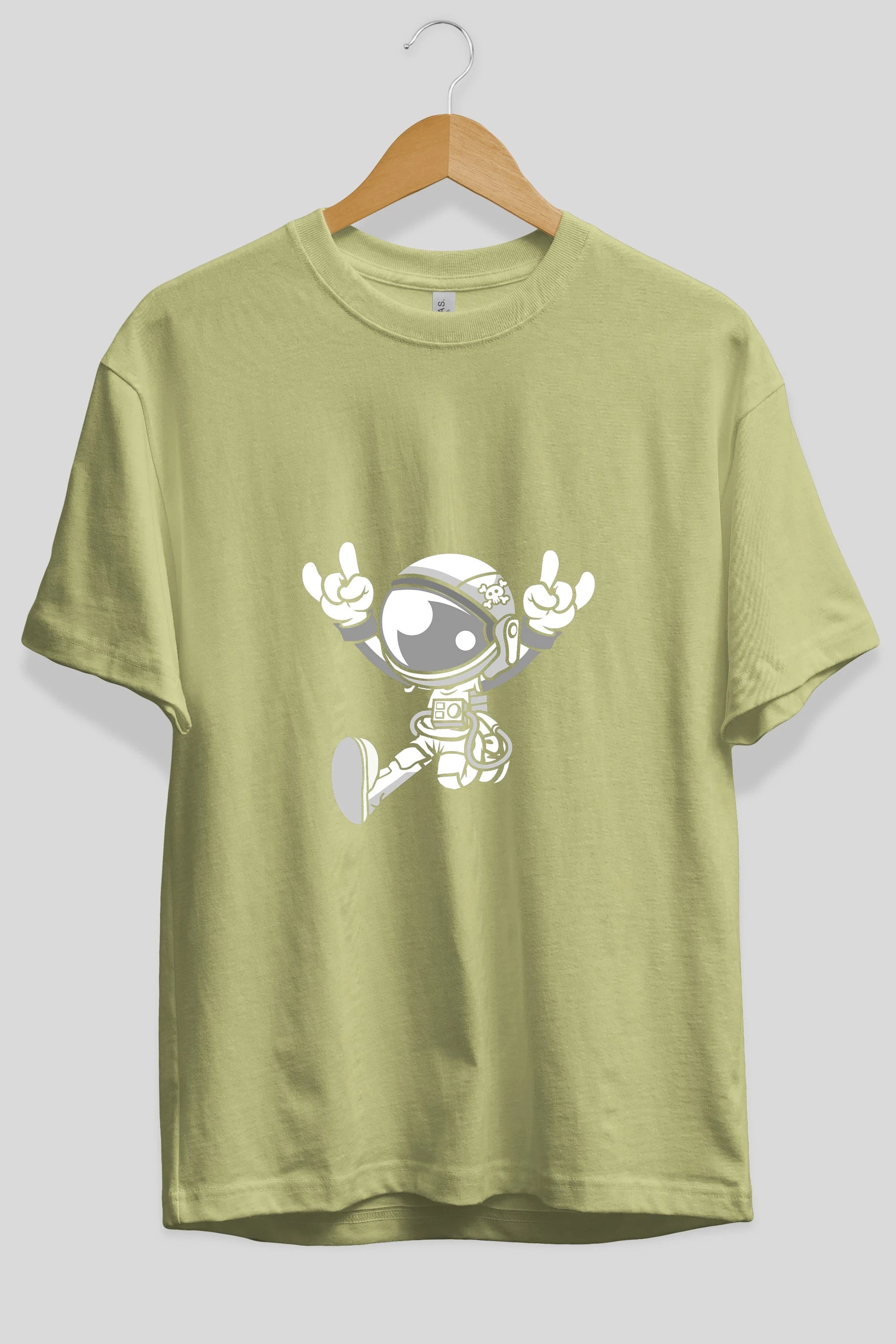 Astronaut Metal Ön Baskılı Oversize t-shirt Erkek Kadın Unisex %100 Pamuk tişort